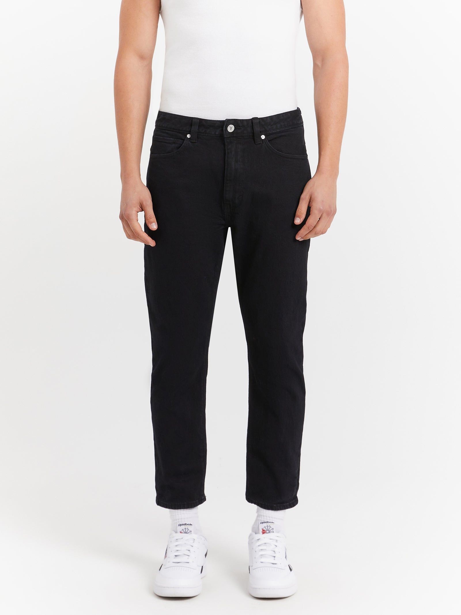 Abrand Cropped Straight Jeans in Duke Black overdye | Glue Store