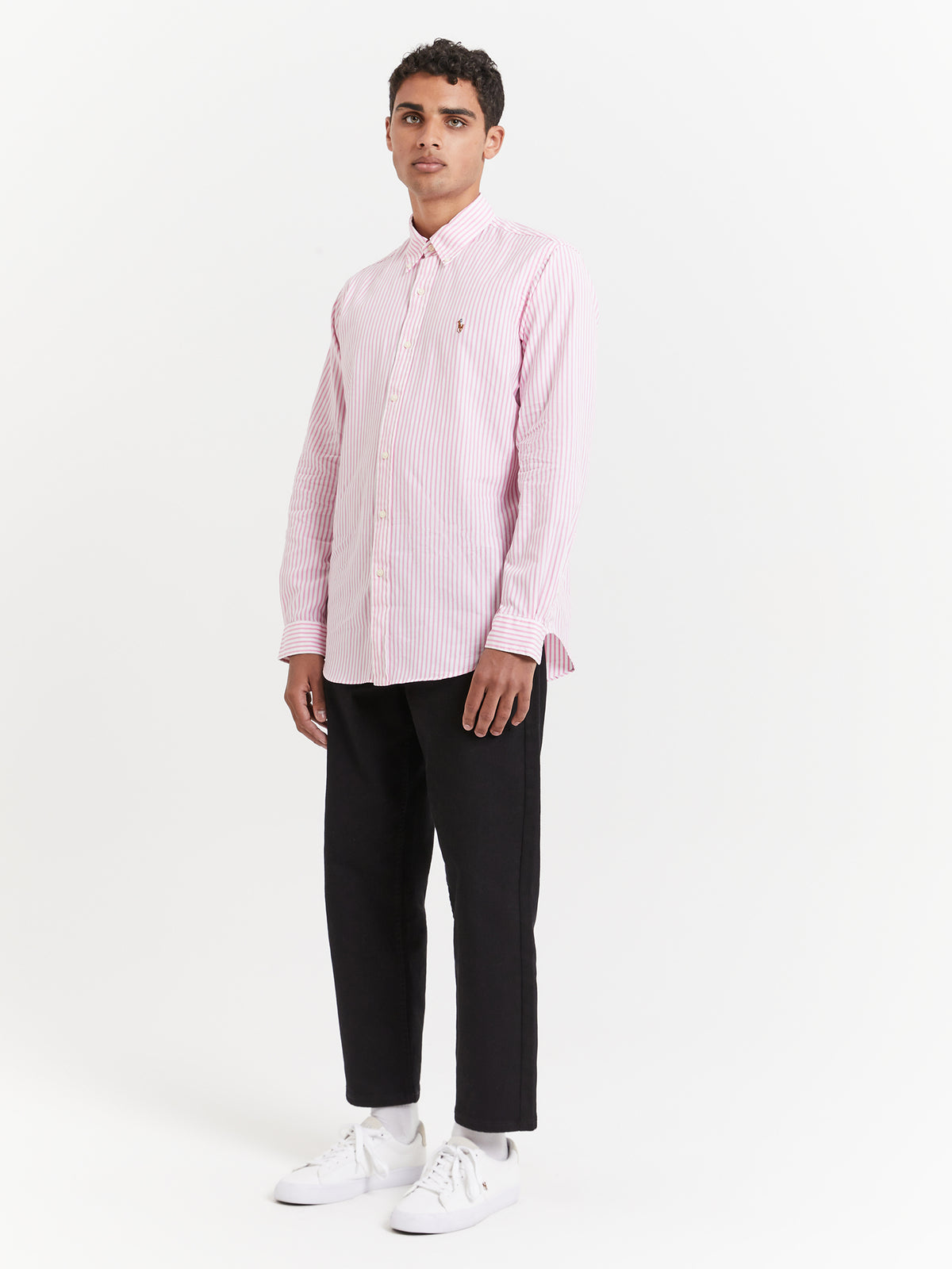 Polo Ralph Lauren Custom Stretch Shirt in Pink & White | Pink/White