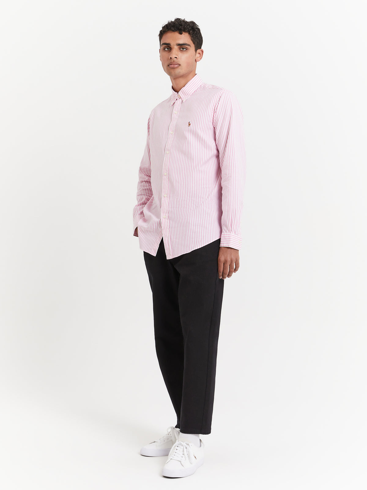 Polo Ralph Lauren Custom Stretch Shirt in Pink & White | Pink/White