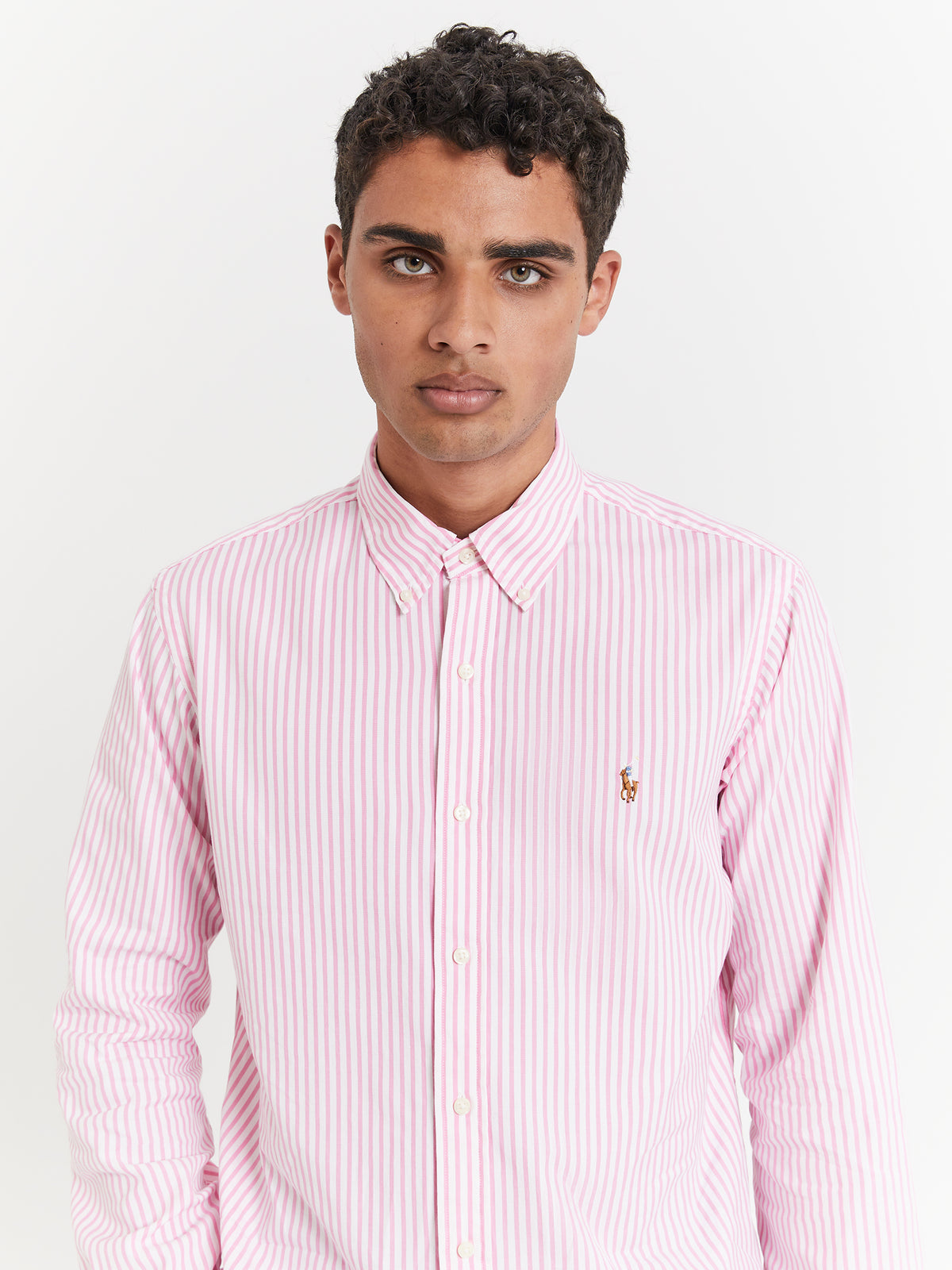 Polo Ralph Lauren Custom Stretch Shirt in Pink & White | Pink/White