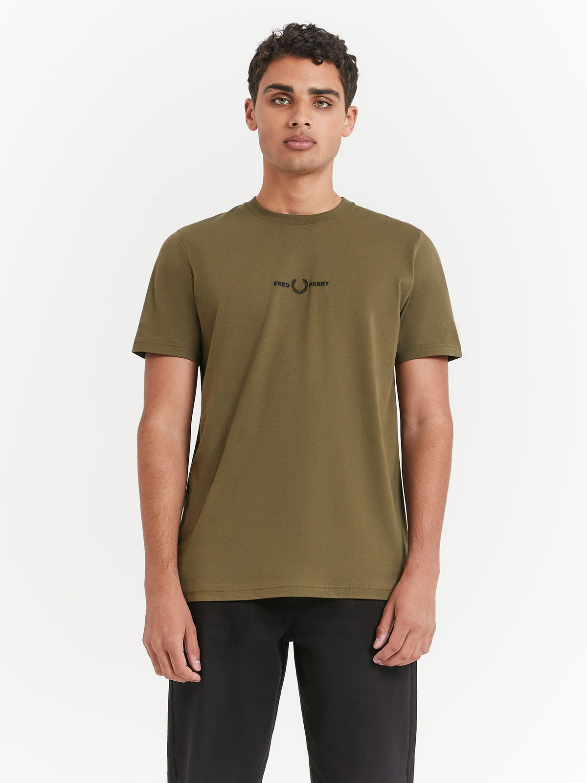 Fred Perry Embroidered T-Shirt in Field Green | Field Green