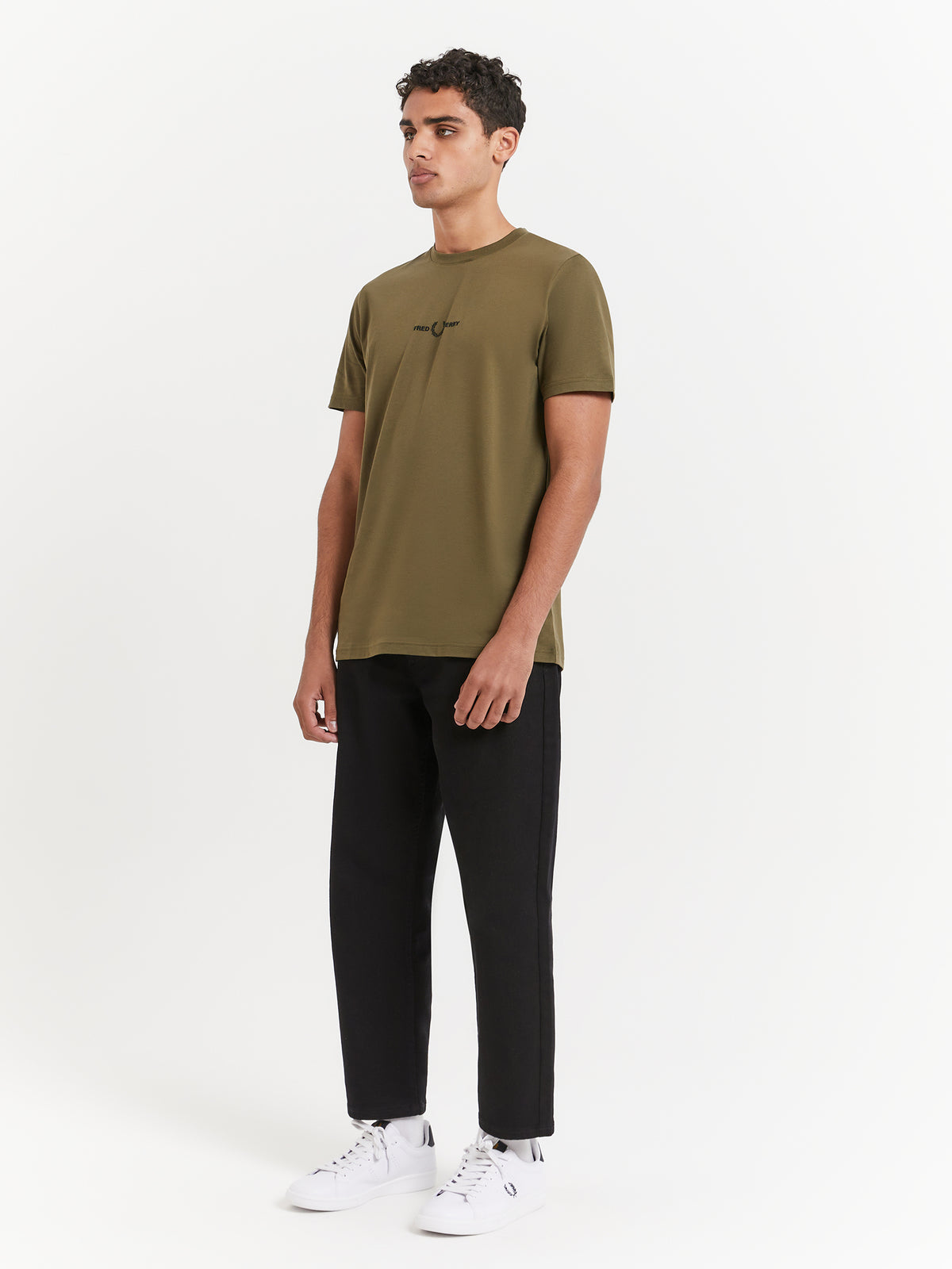 Fred Perry Embroidered T-Shirt in Field Green | Field Green