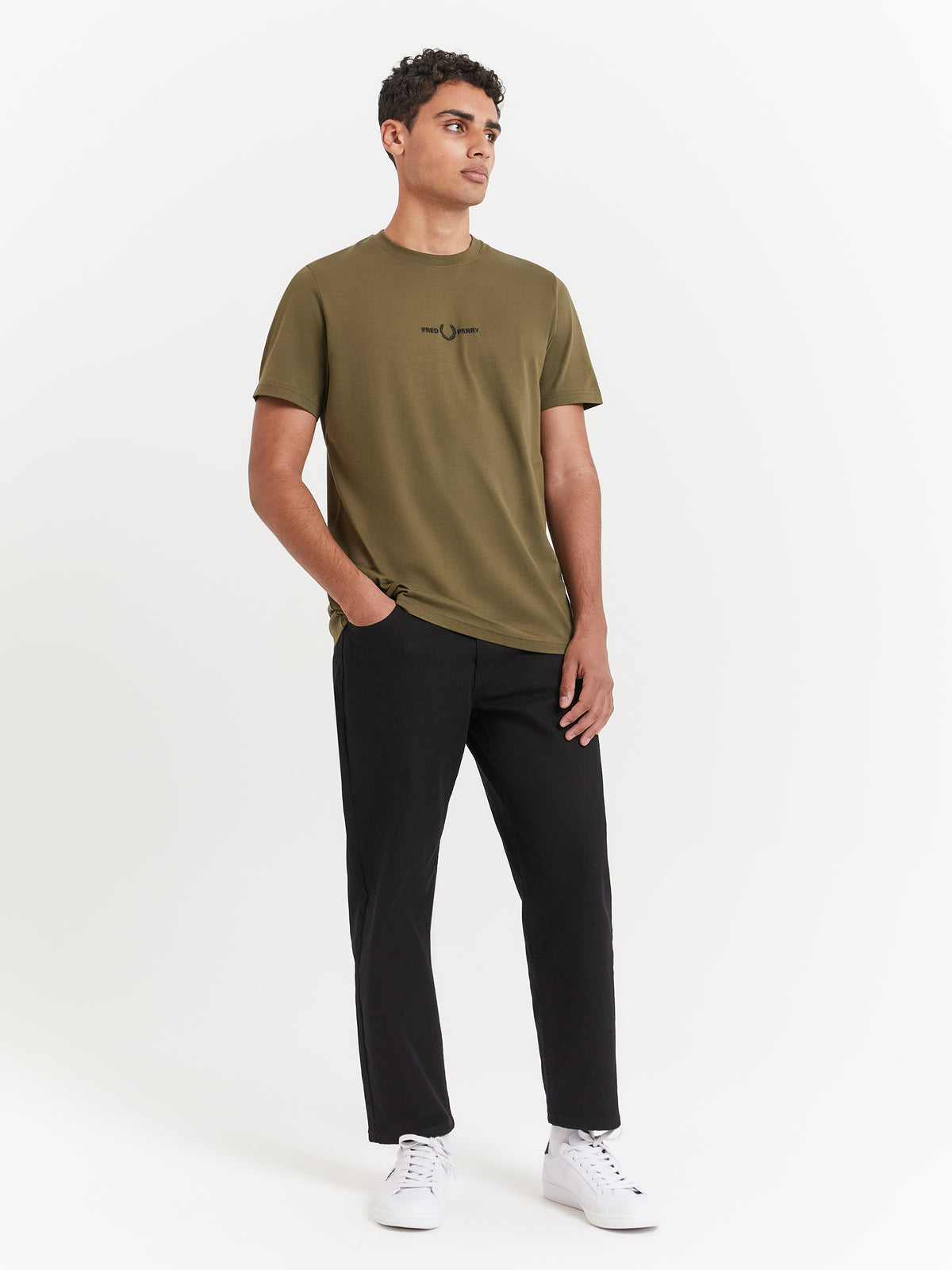 Fred Perry Embroidered T-Shirt in Field Green | Field Green