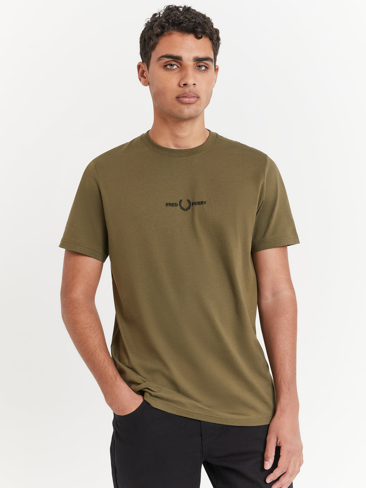 Fred Perry Embroidered T-Shirt in Field Green | Field Green