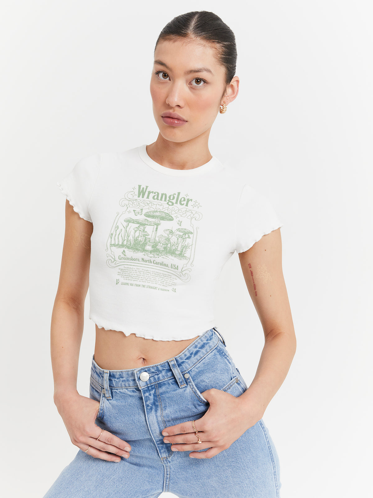 Wrangler Baby Rib T-Shirt in Mushroom Fields | Mushroom