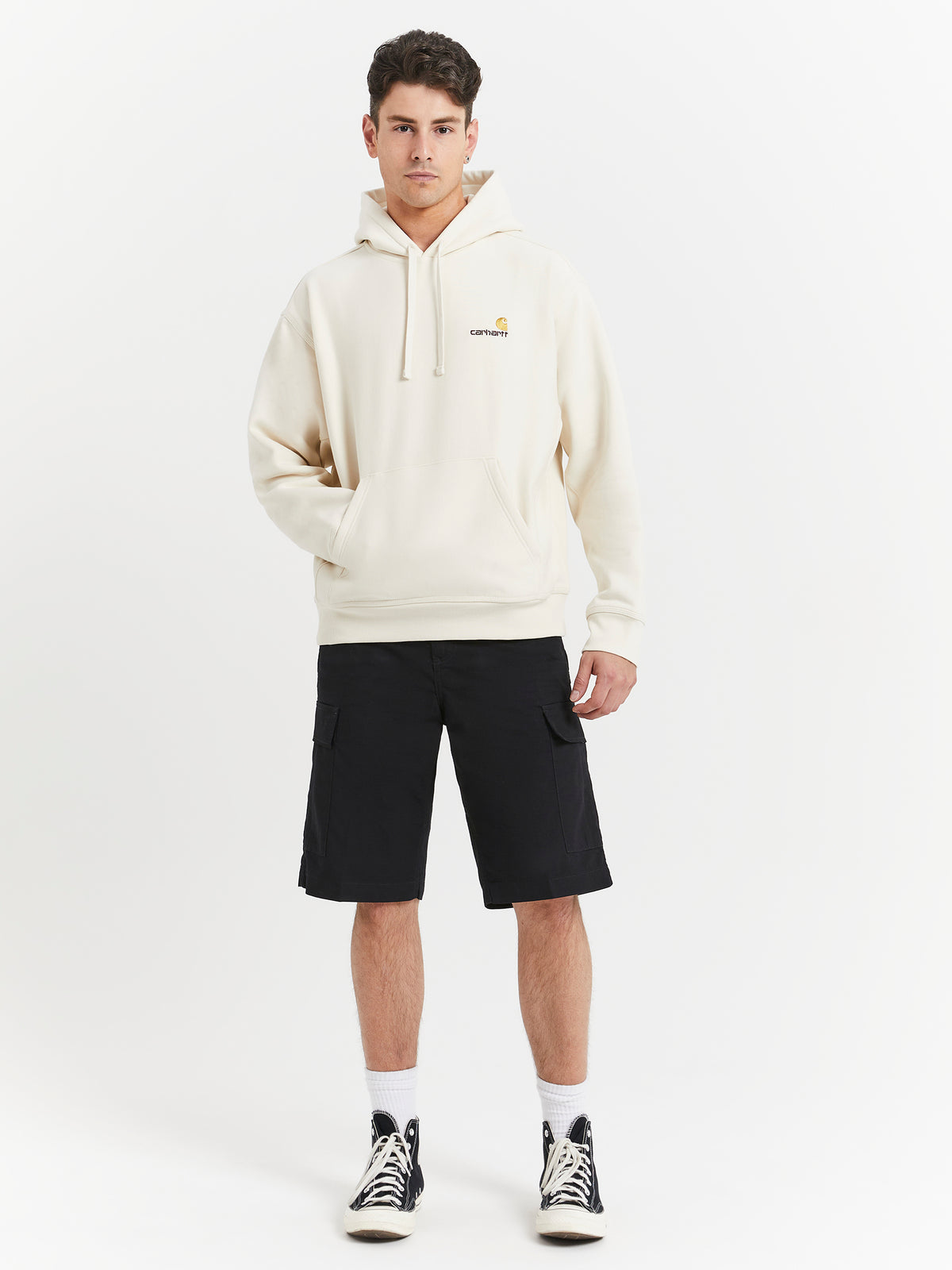 Carhartt Wip Hooded American Script Sweat in Natural | Natural