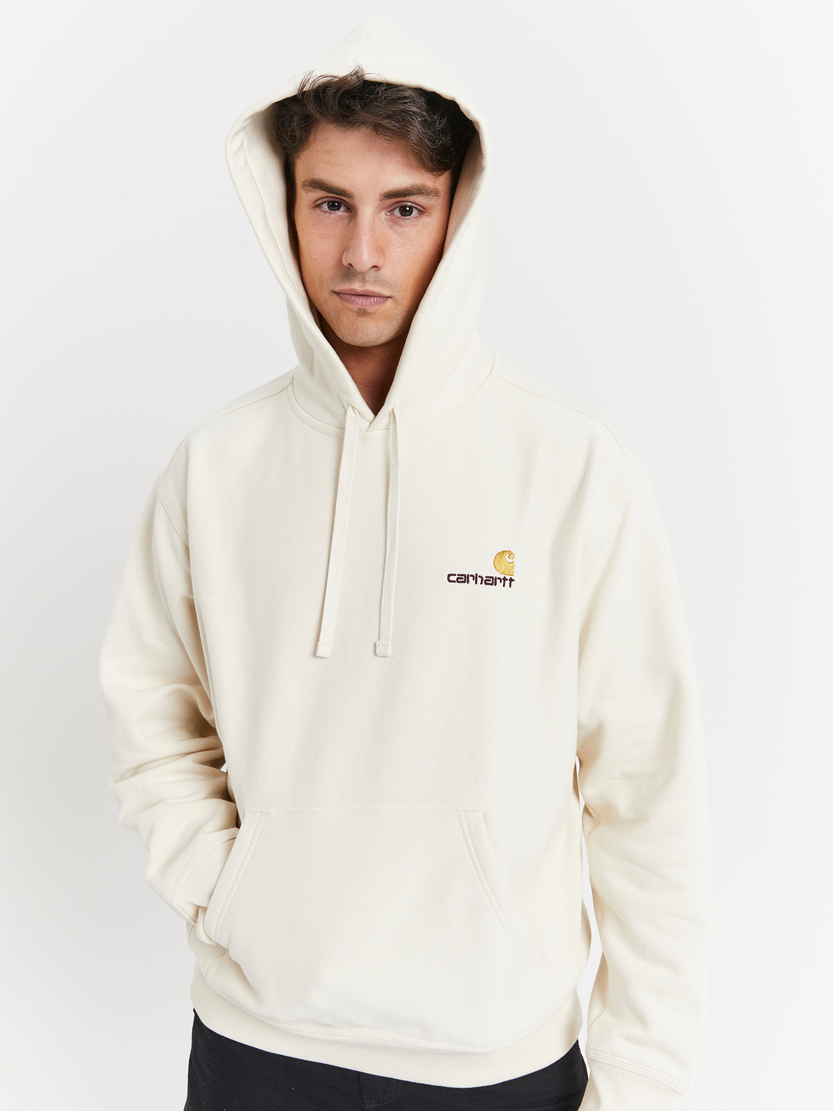 Carhartt Wip Hooded American Script Sweat in Natural | Natural