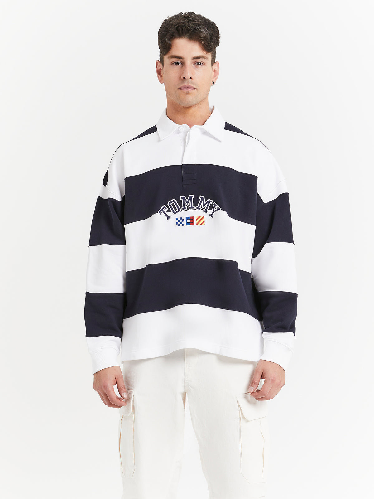 Tommy Hilfiger Archive Stripe Relaxed Rugby Shirt in Blue | Multi