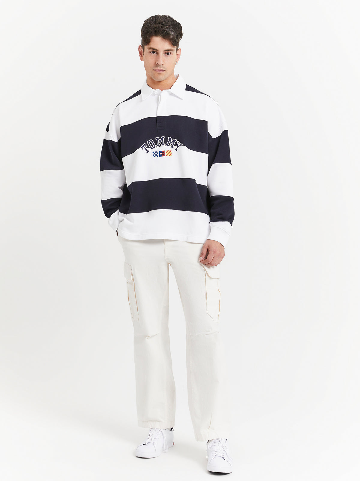 Tommy Hilfiger Archive Stripe Relaxed Rugby Shirt in Blue | Multi