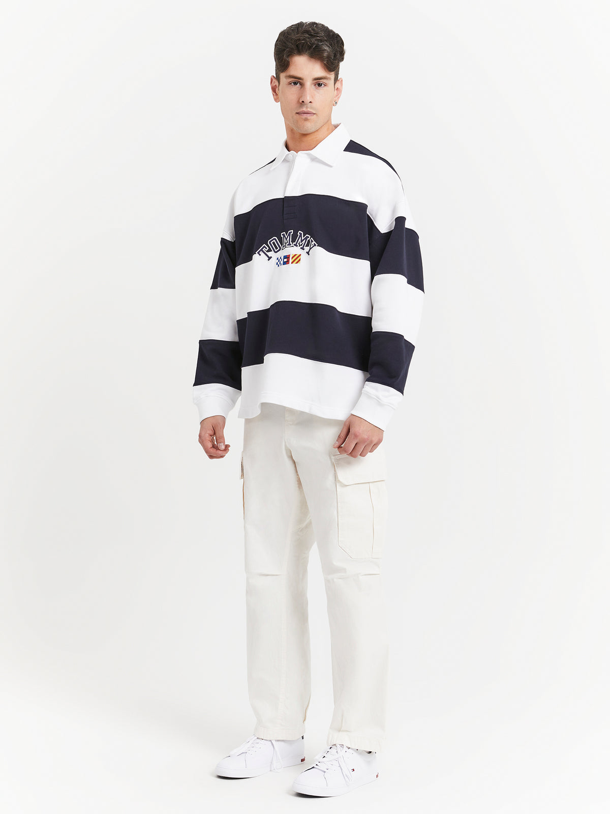 Tommy Hilfiger Archive Stripe Relaxed Rugby Shirt in Blue | Multi