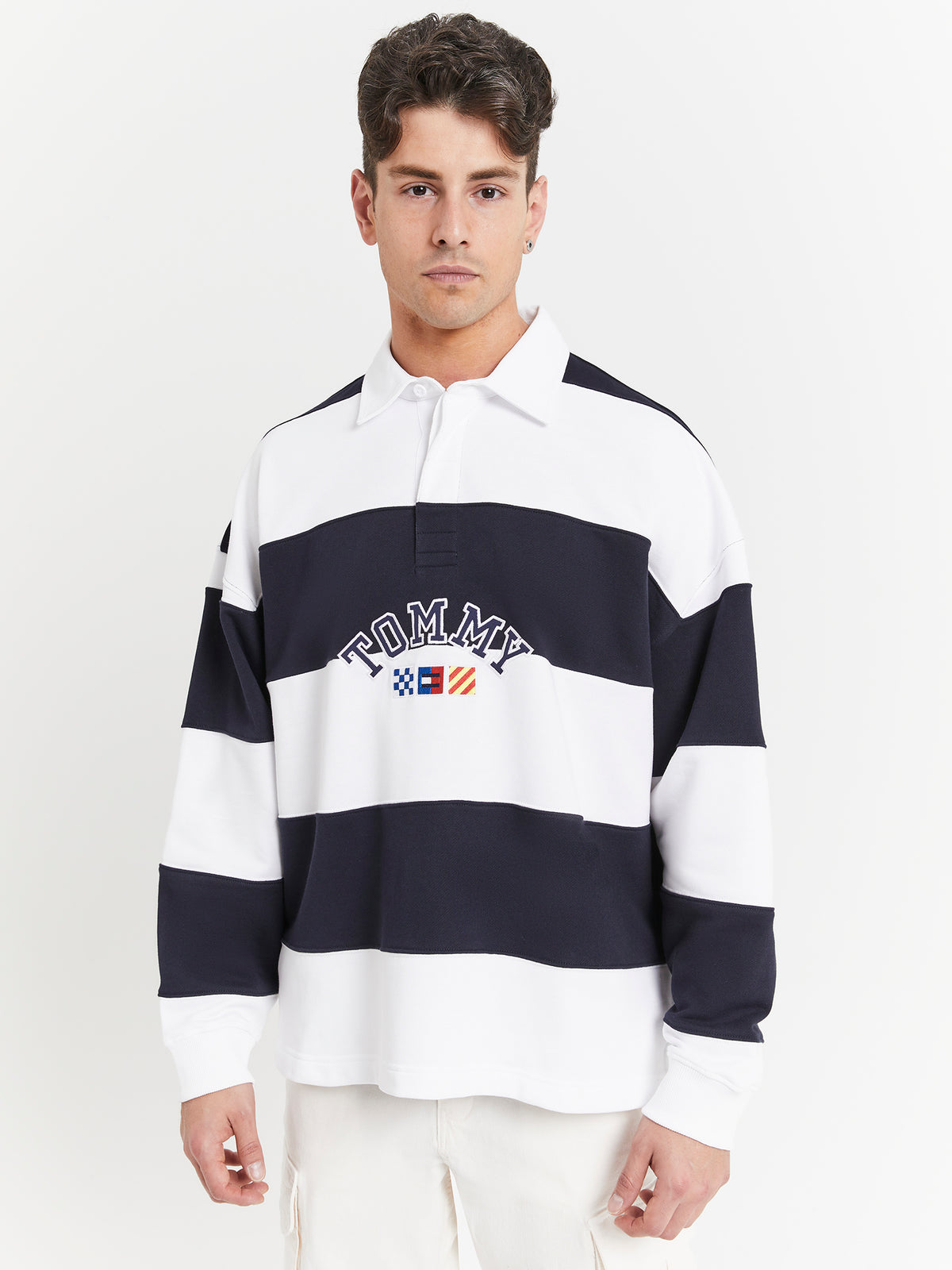 Tommy Hilfiger Archive Stripe Relaxed Rugby Shirt in Blue | Multi