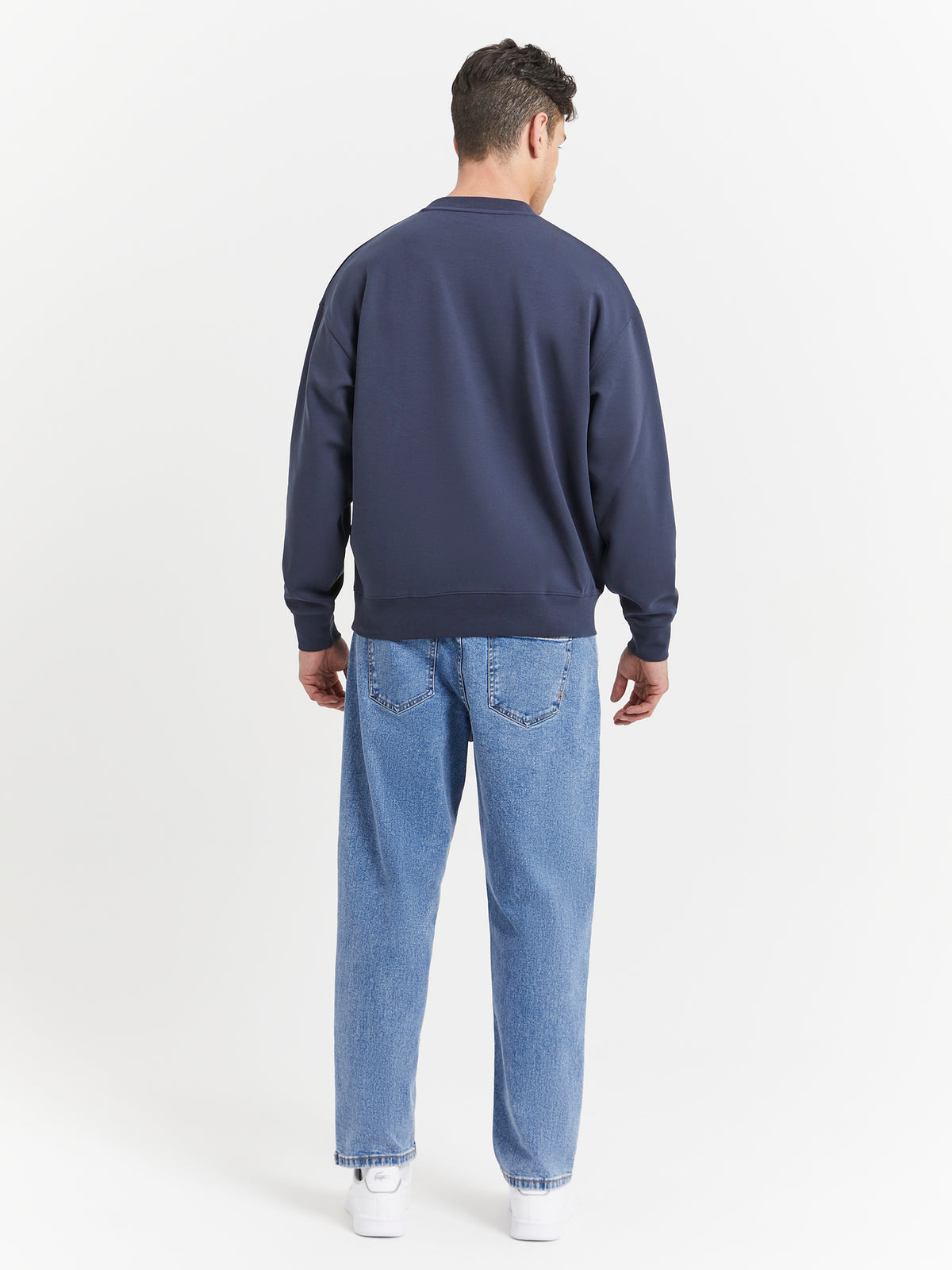 Lacoste Loose Fit Branded Sweatshirt in Blue Night | Blue