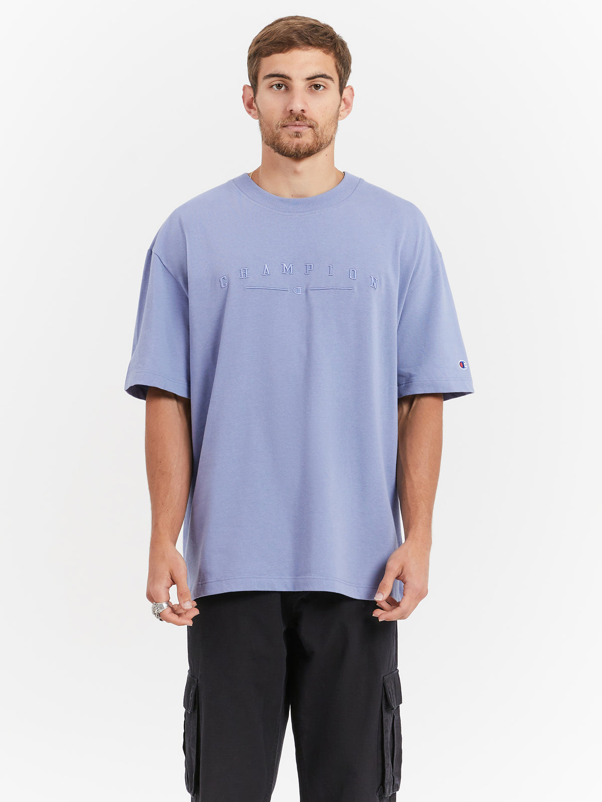 Champion Heritage 2K Logo T-Shirt in Light Purple | Marvellous