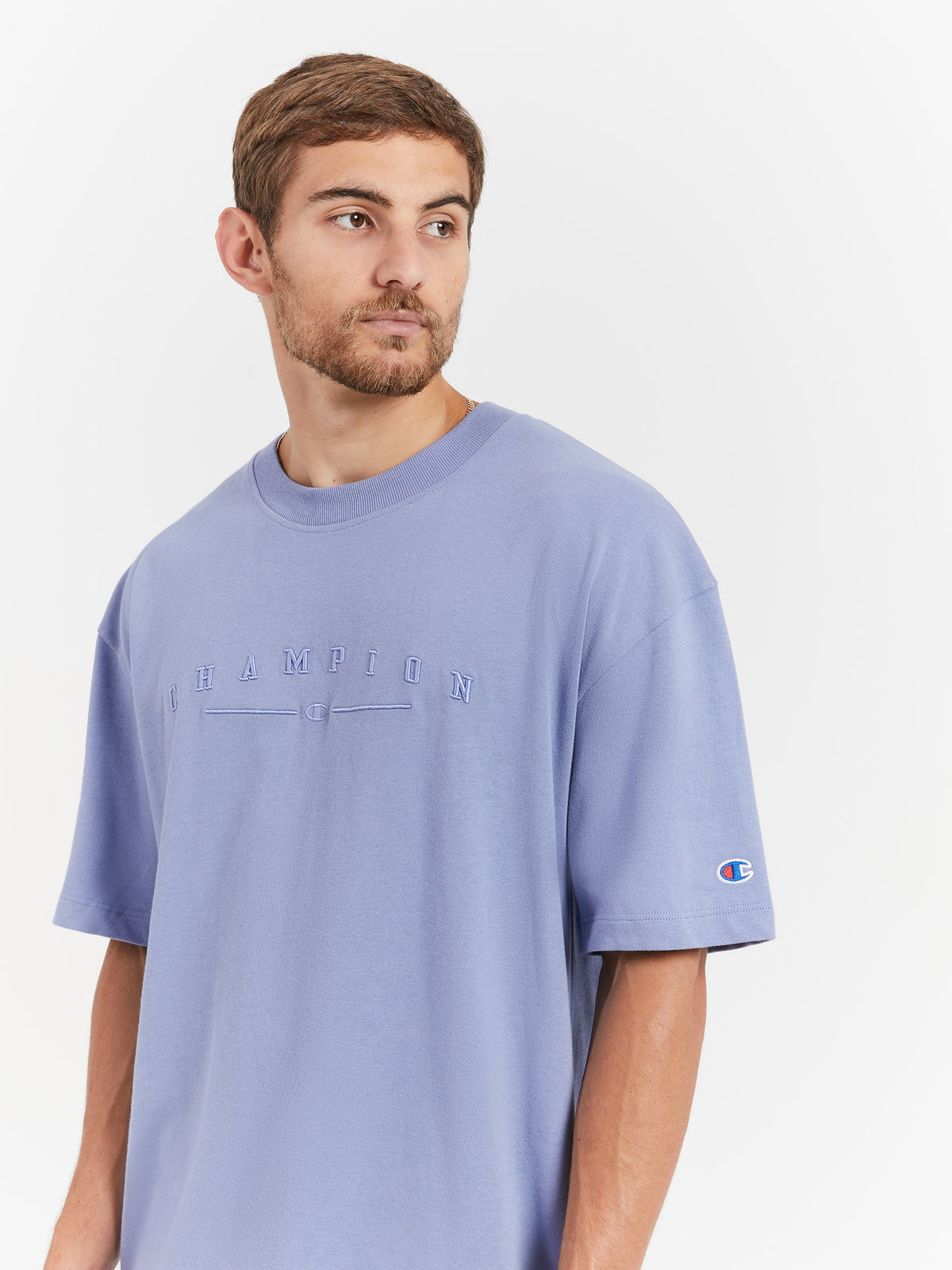 Champion Heritage 2K Logo T-Shirt in Light Purple | Marvellous