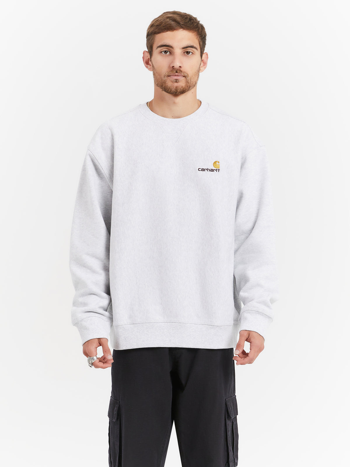 Carhartt Wip American Script Sweatshirt in Ash Heather | Ash Heather