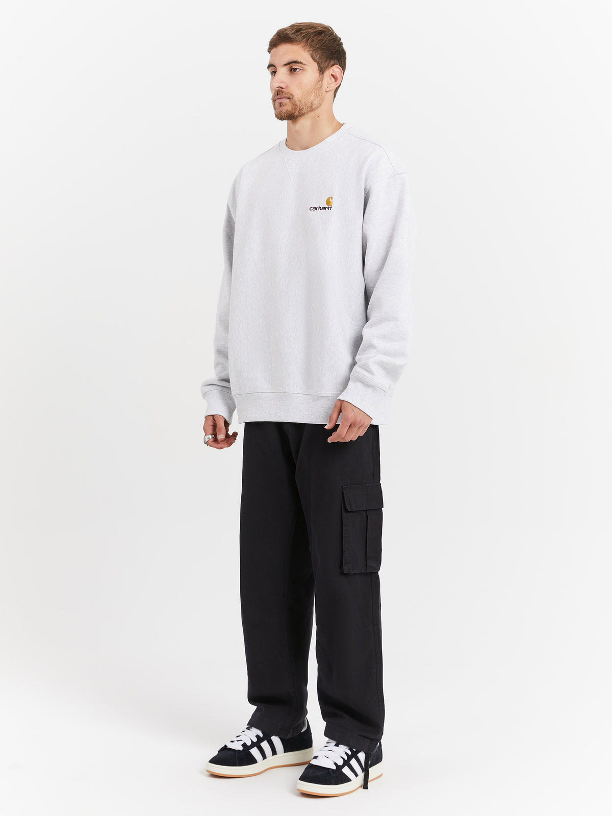 Carhartt Wip American Script Sweatshirt in Ash Heather | Ash Heather