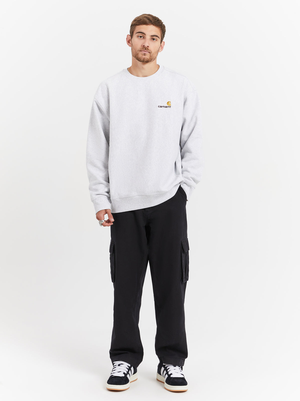 Carhartt Wip American Script Sweatshirt in Ash Heather | Ash Heather