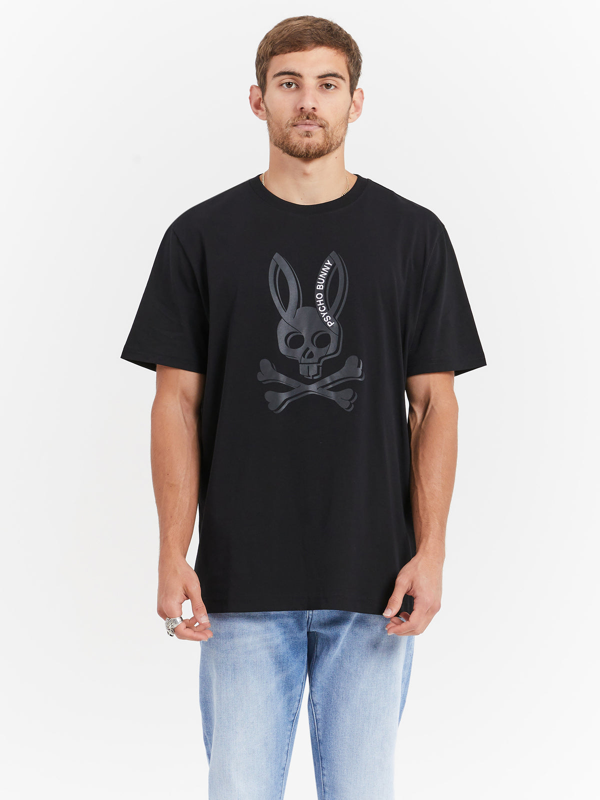 Psycho Bunny Inc Serge Embroidered Graphic T-Shirt in Black | 001 Black