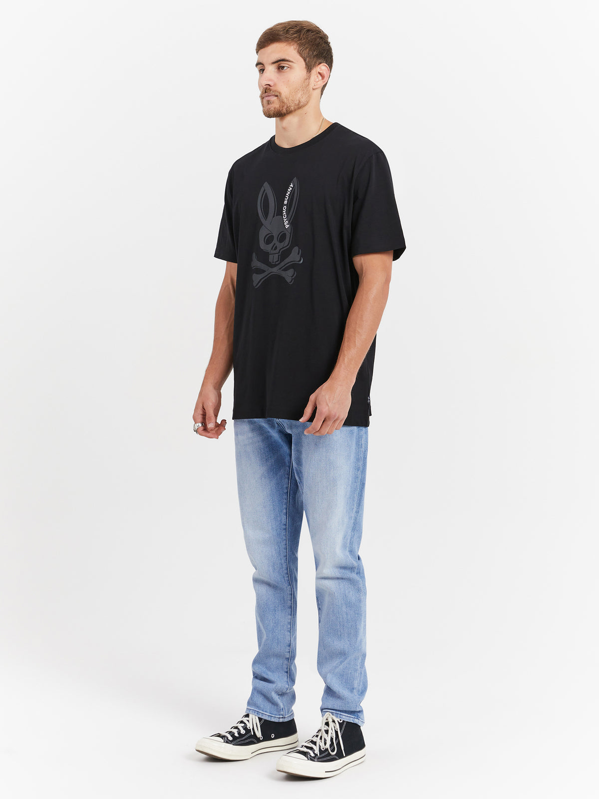 Psycho Bunny Inc Serge Embroidered Graphic T-Shirt in Black | 001 Black