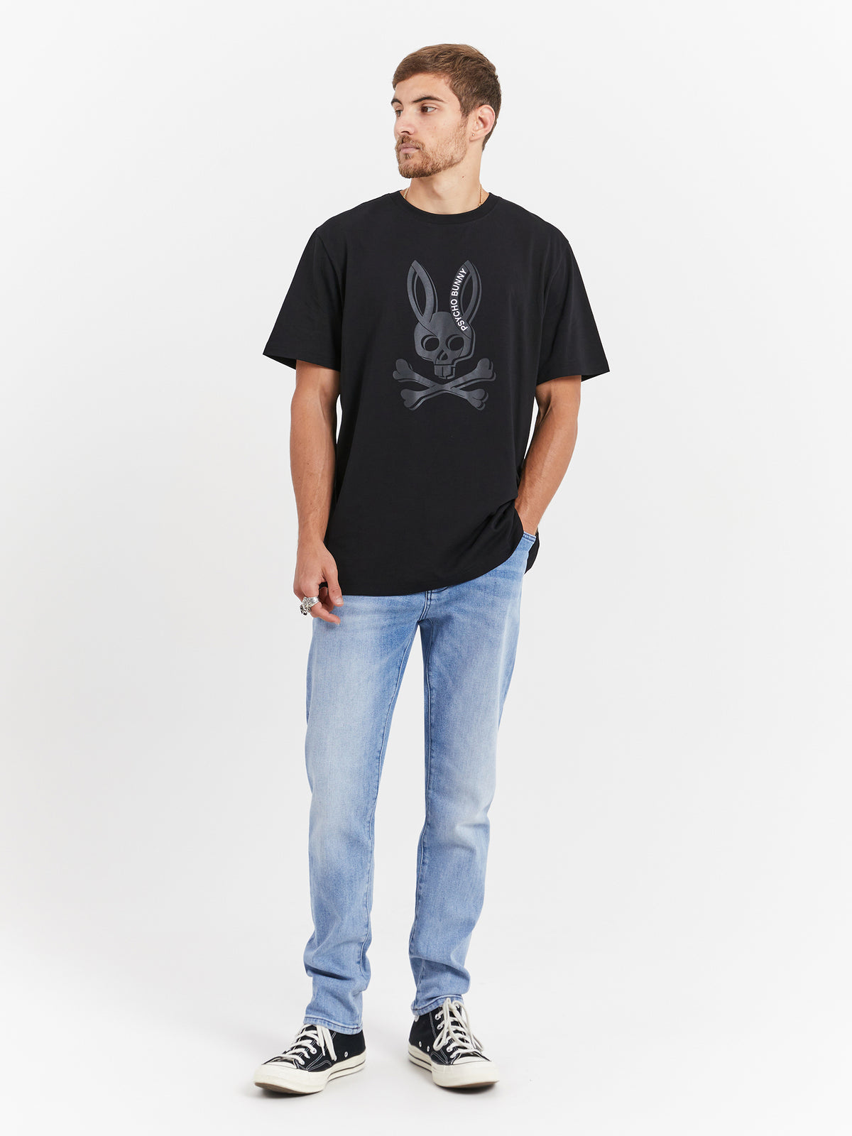 Psycho Bunny Inc Serge Embroidered Graphic T-Shirt in Black | 001 Black