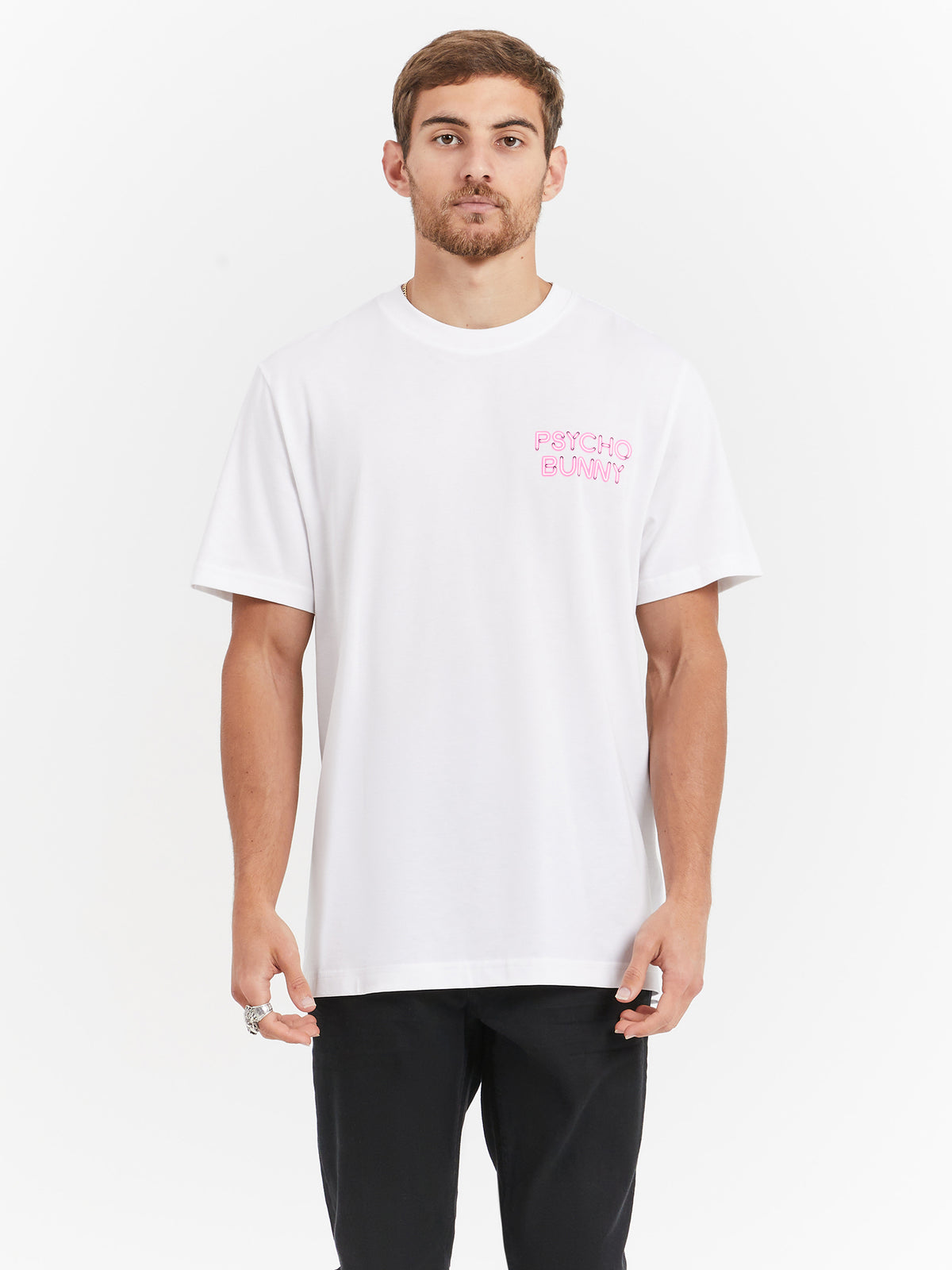 Psycho Bunny Inc Claude Graphic T-Shirt in 100 White | 100 White