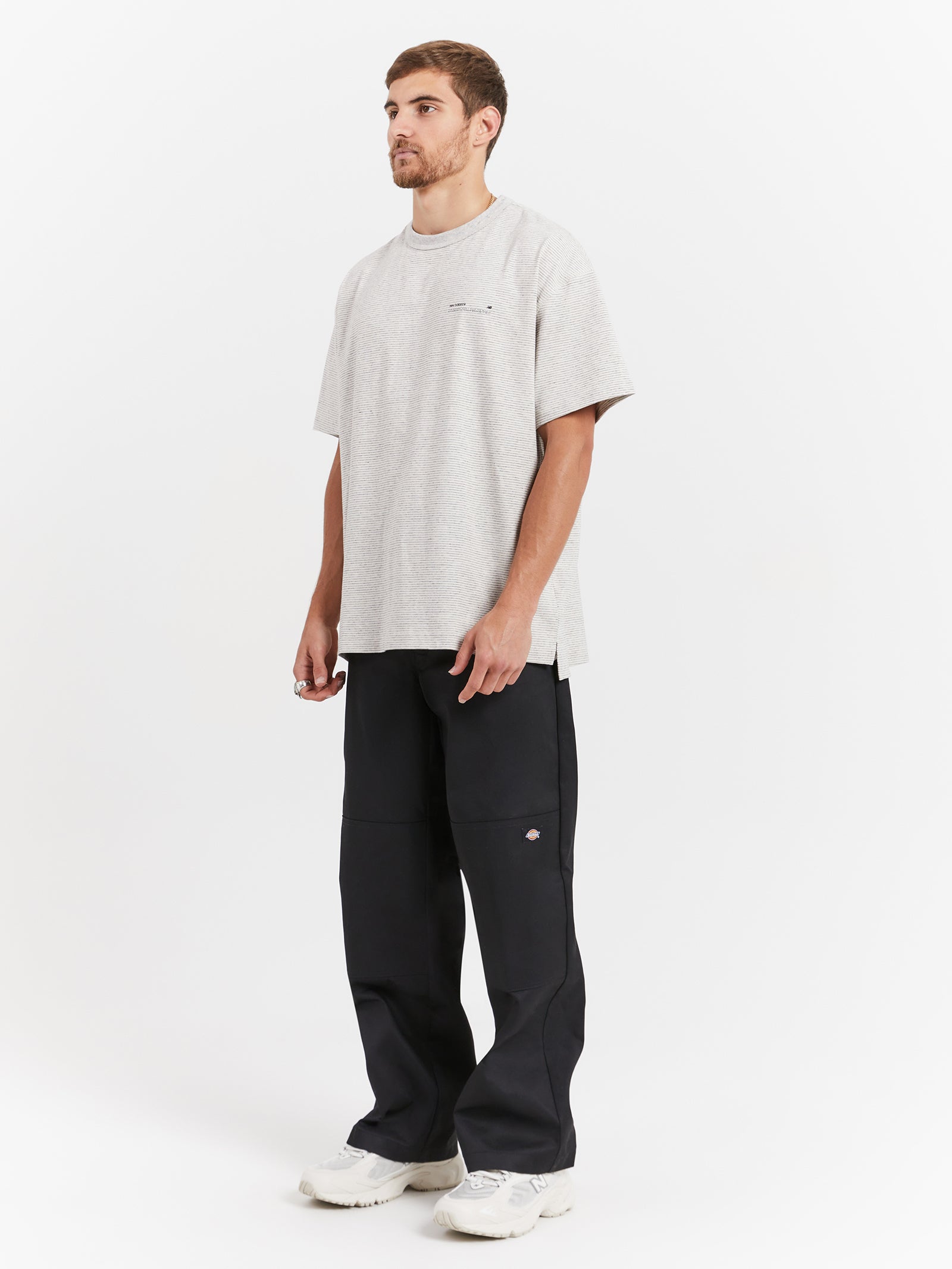 New balance NB Athletics Undyed T-Shirt in Striped Griege | Glue Store