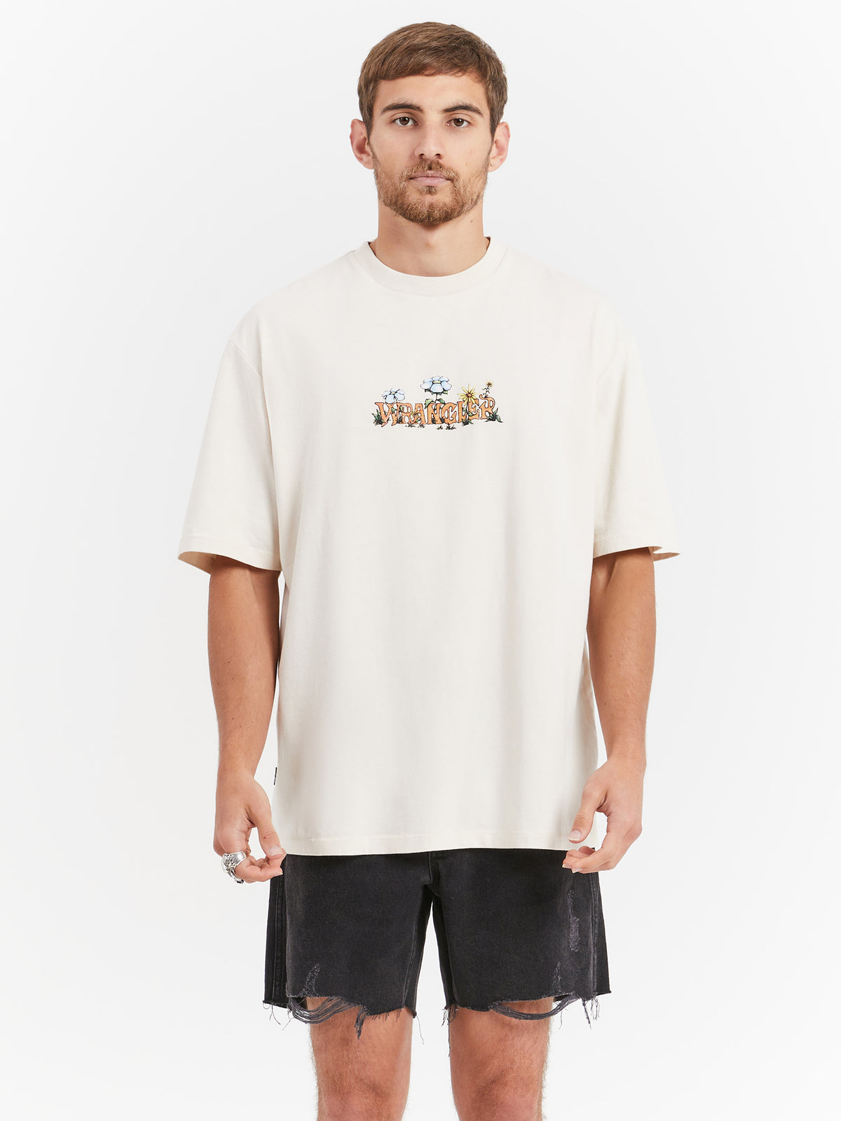 Wrangler Flowers Slacker T-Shirt in Ecru | Ecru