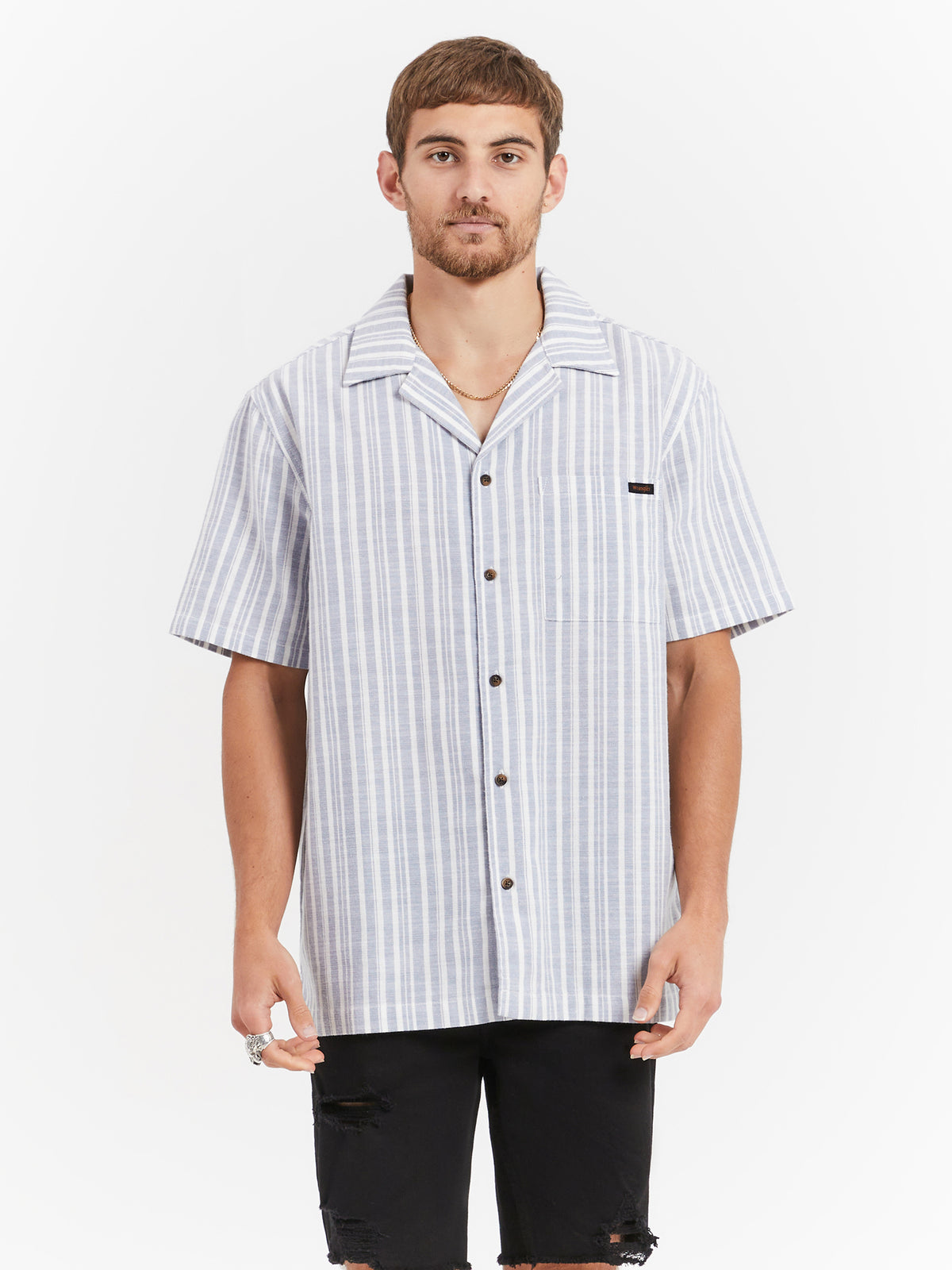 Wrangler Resort Shirt in Light Blue Stripe | Light Blue Stripe