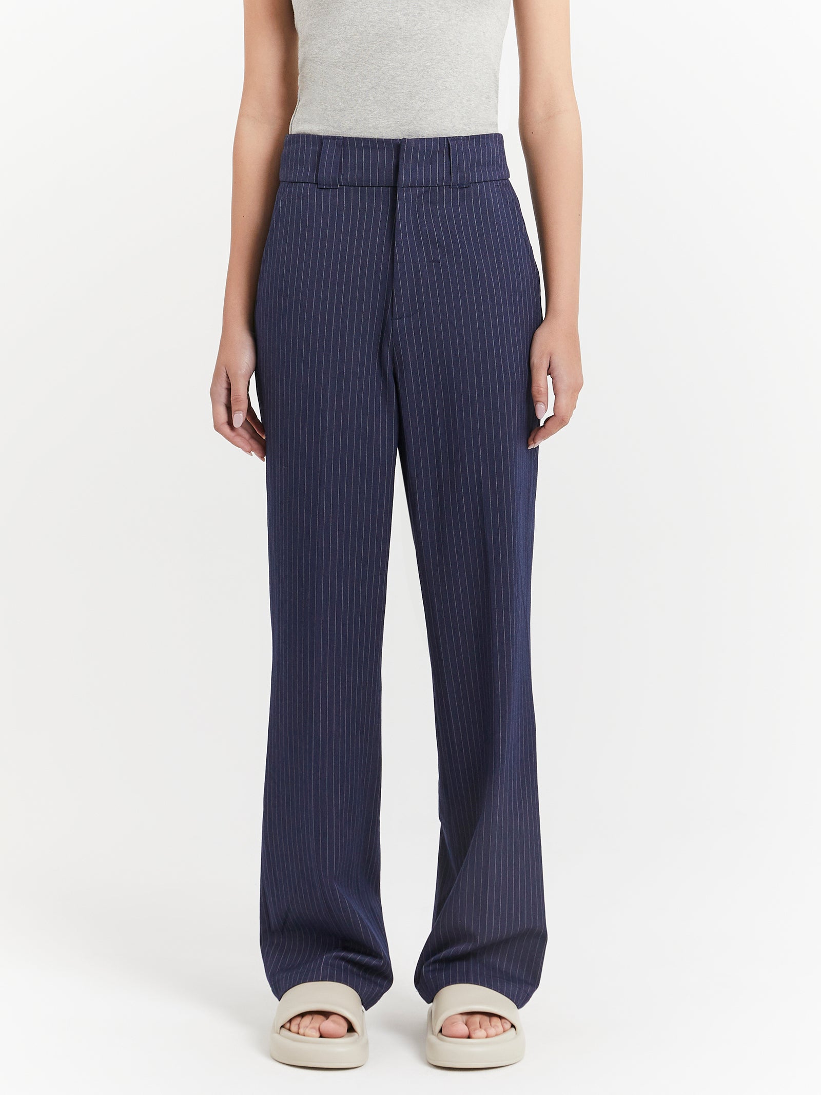 Danny Pinstripe Pants in Station Navy