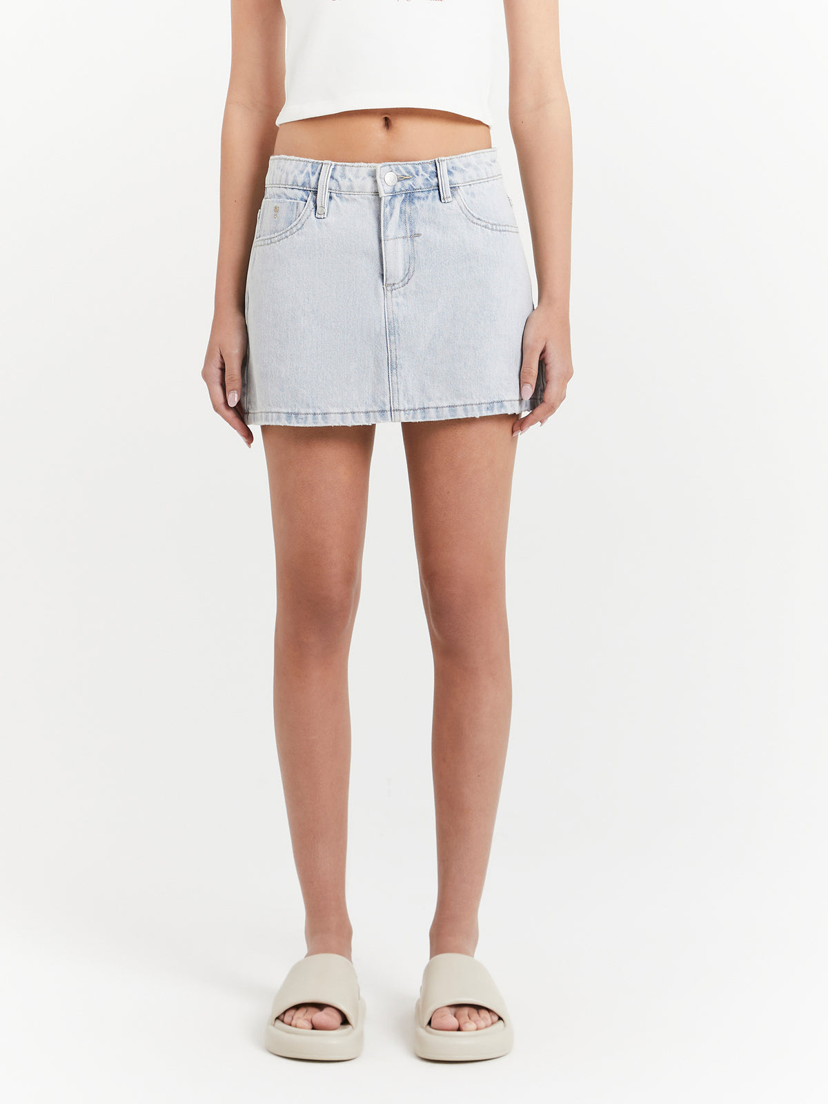 Thrills Sophie Denim Skirt in Faded Dust Blue | Faded Dust Blue