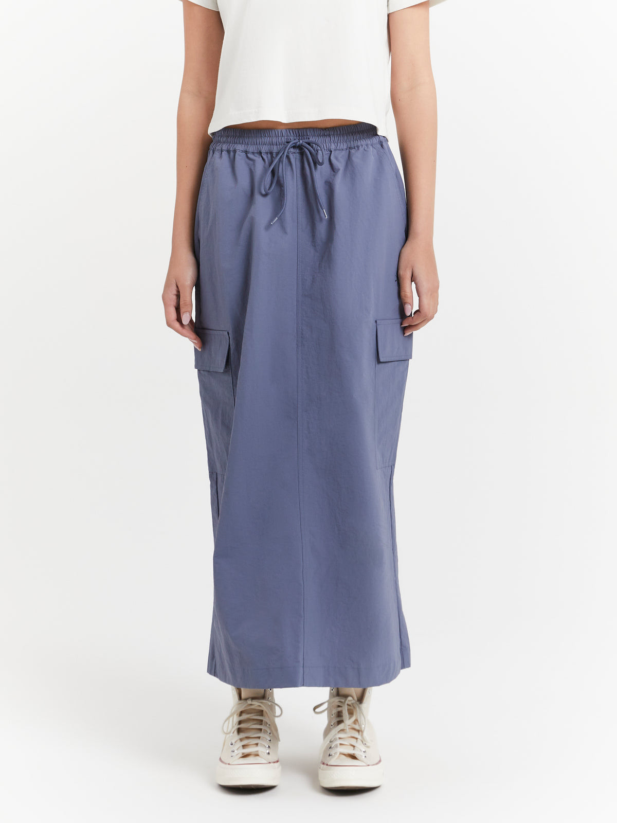 Stussy Nylon Cargo Midi Skirt in Steel Blue | Steel Blue