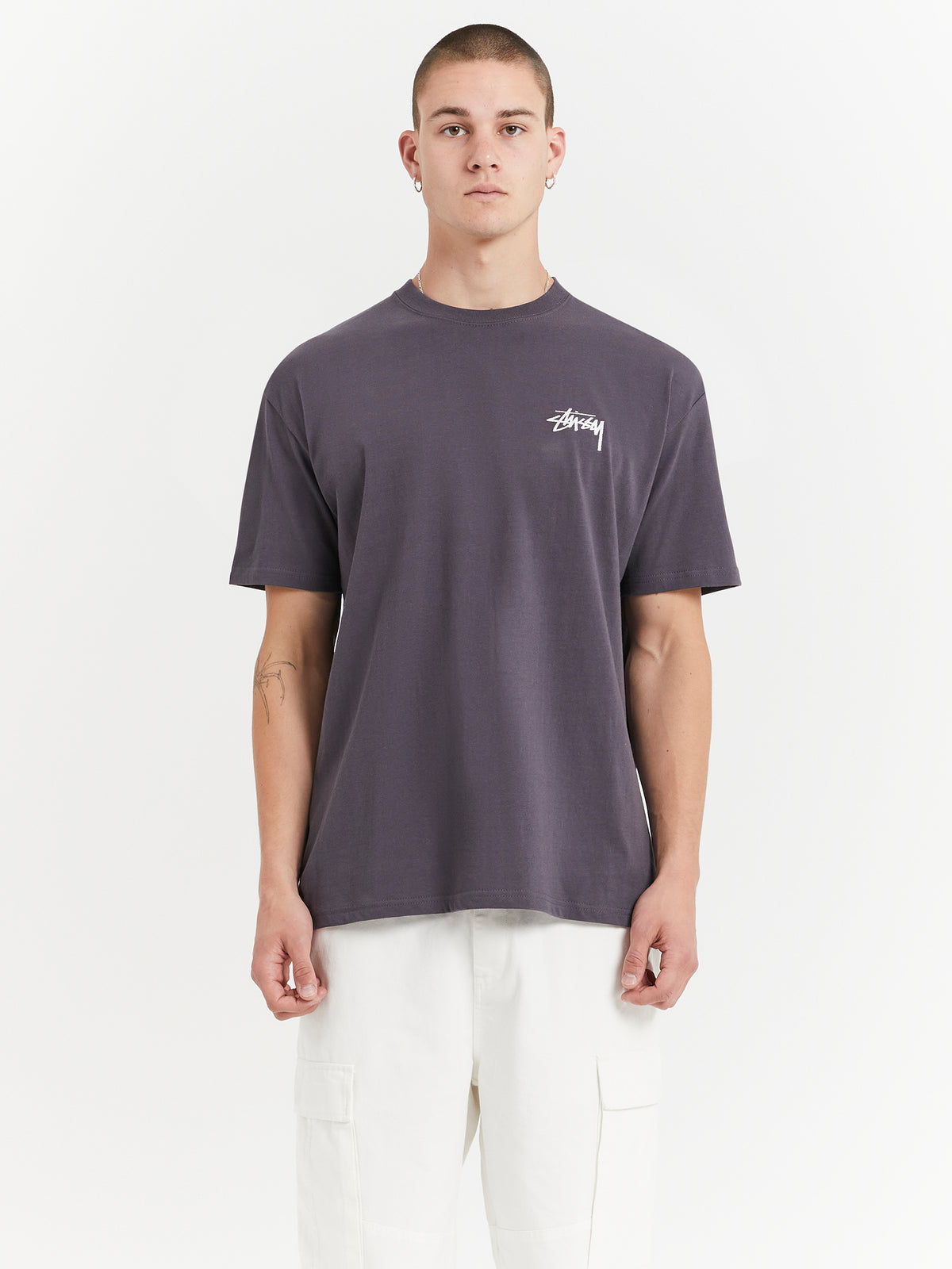 Stussy Tribe Heavyweight Short Sleeve T-Shirt in Charcoal | Charcoal