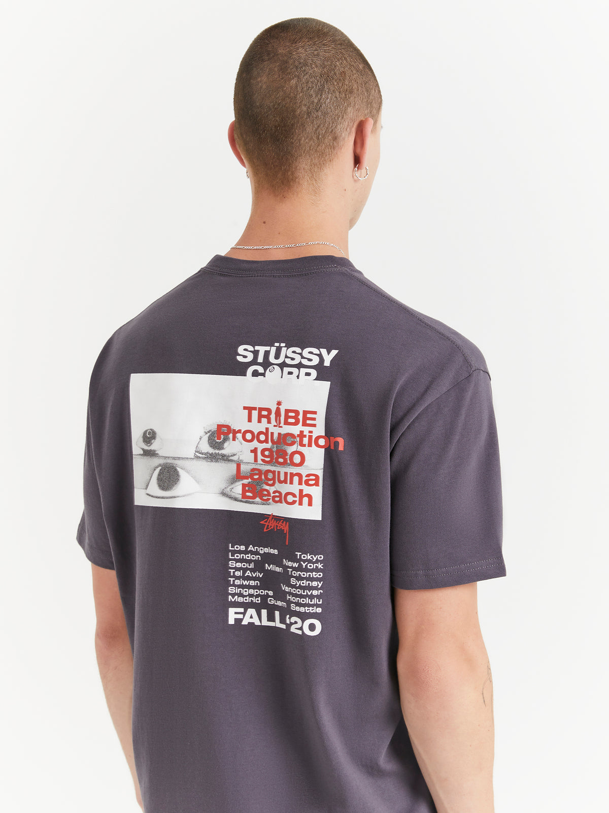 Stussy Tribe Heavyweight Short Sleeve T-Shirt in Charcoal | Charcoal