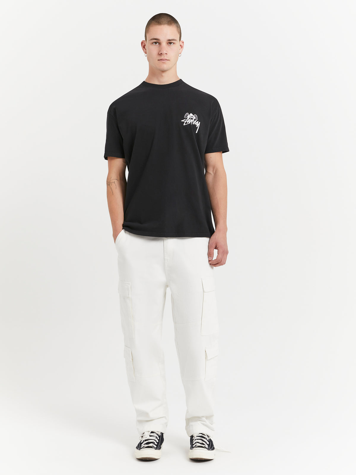 Stussy Angel Heavyweight Short Sleeve T-Shirt in Pigment Black | Pigment Black