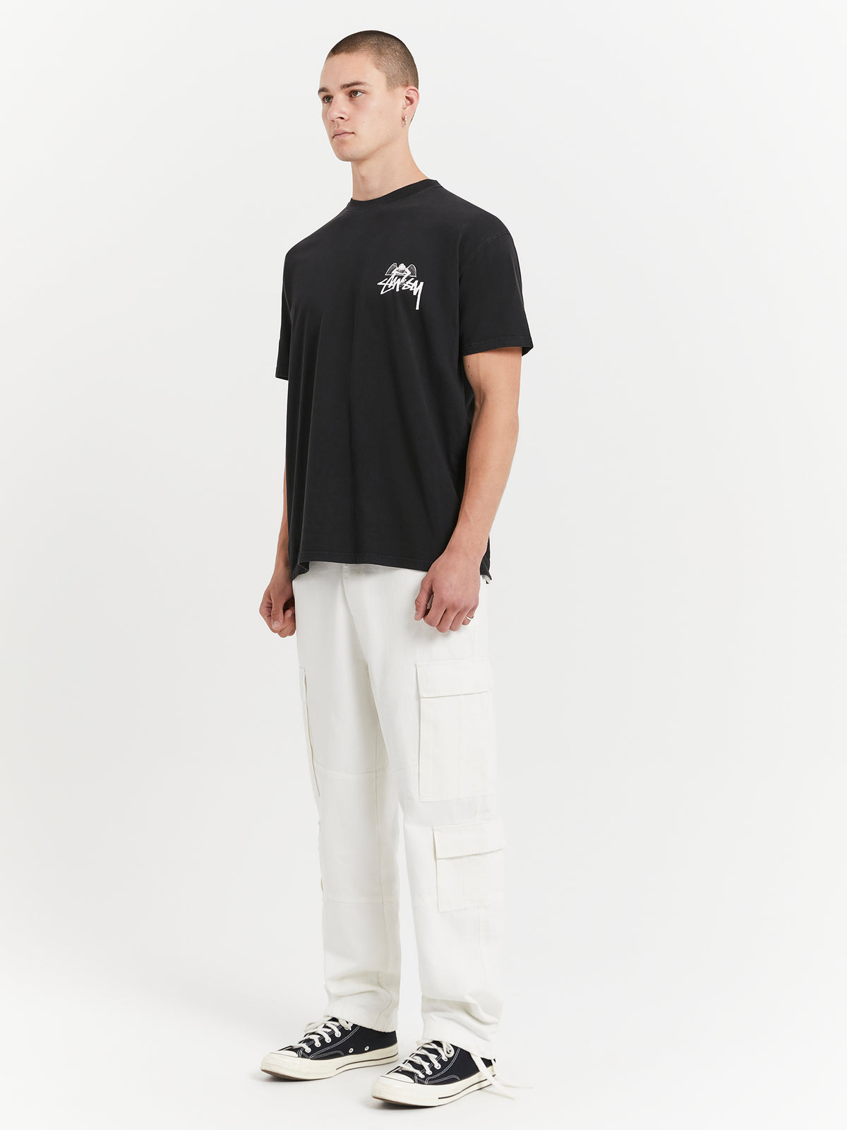 Stussy Angel Heavyweight Short Sleeve T-Shirt in Pigment Black | Pigment Black