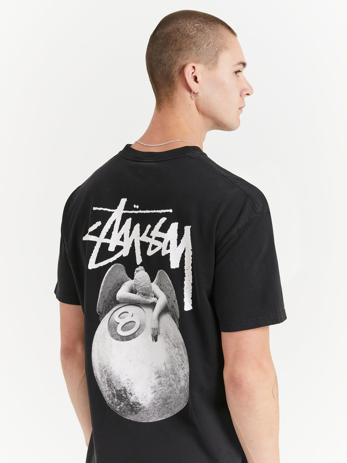 Stussy Angel Heavyweight Short Sleeve T-Shirt in Pigment Black | Pigment Black