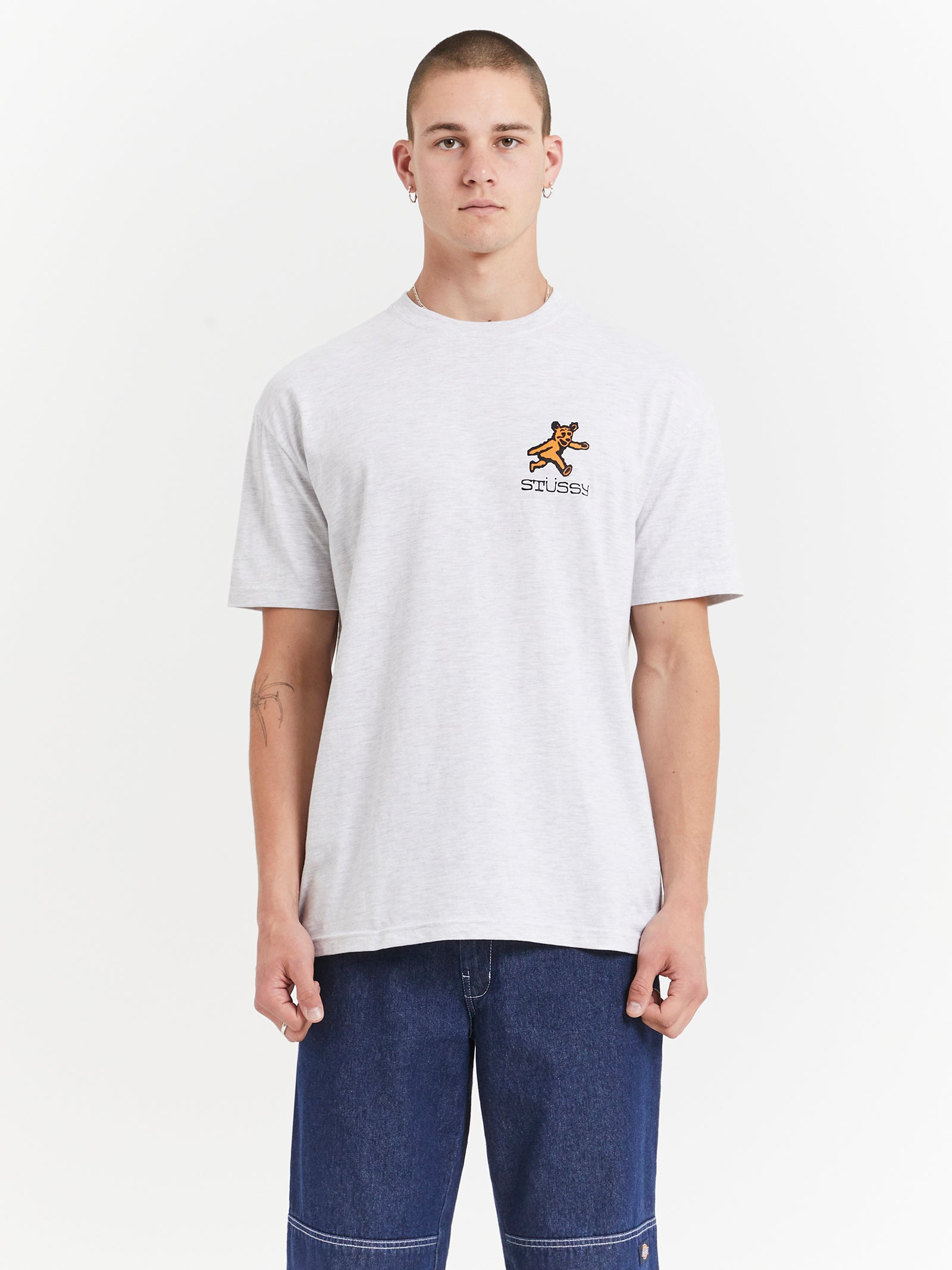 Bear Walk Heavyweight Short Sleeve T-Shirt in Snow Marle | Glue Store