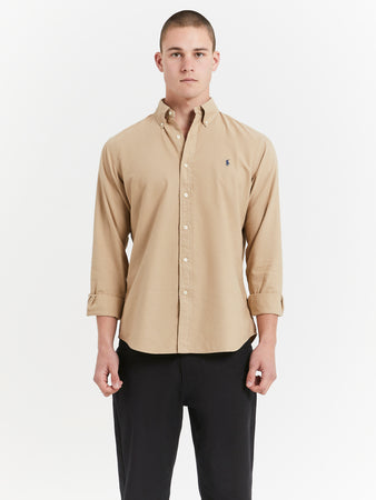 Long Sleeve Button Up Oxford Shirt in Surrey Tan - Glue Store