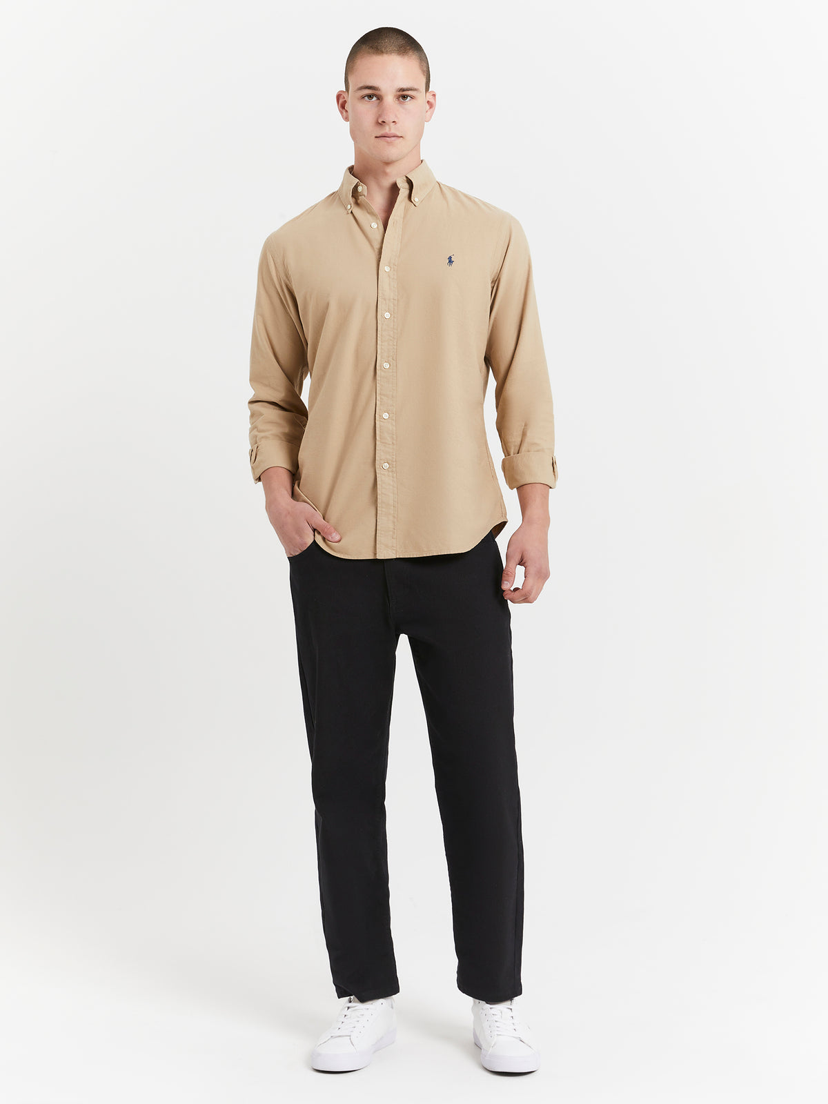 Polo Ralph Lauren Long Sleeve Button Up Oxford Shirt in Surrey Tan | Surrey Tan