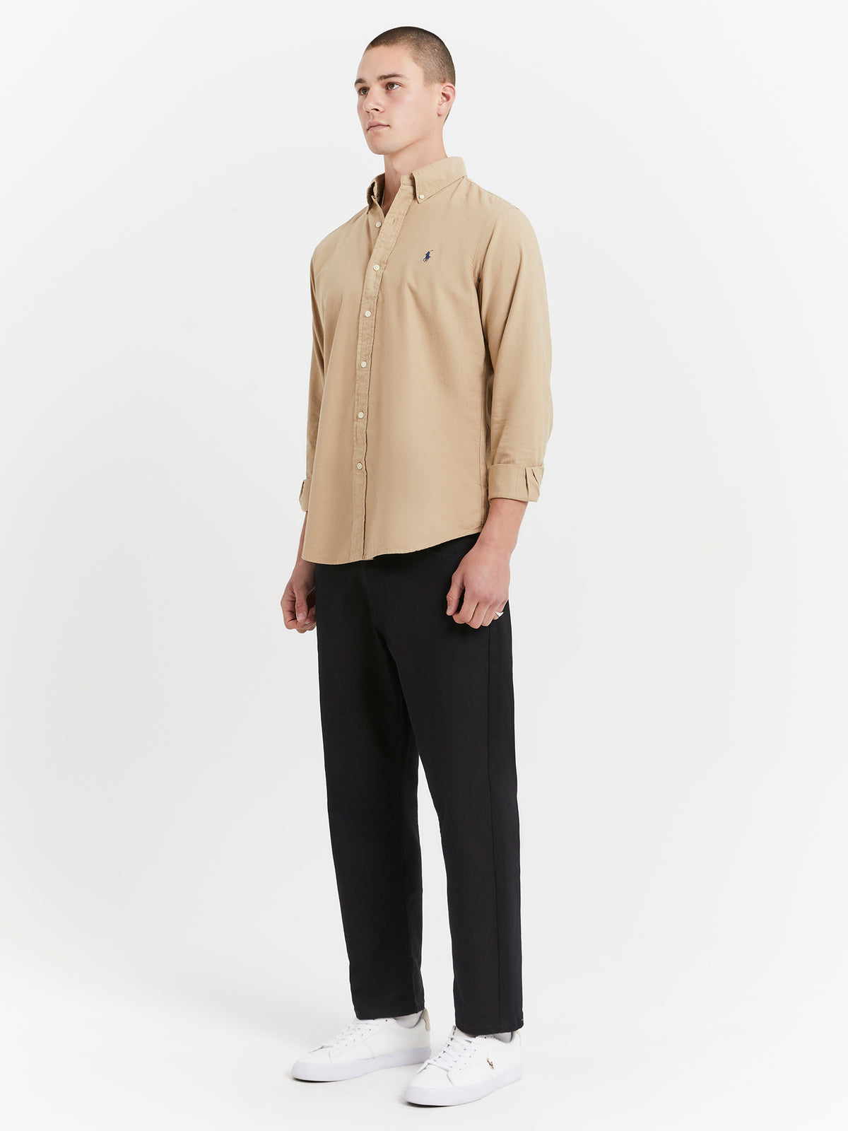 Polo Ralph Lauren Long Sleeve Button Up Oxford Shirt in Surrey Tan | Surrey Tan