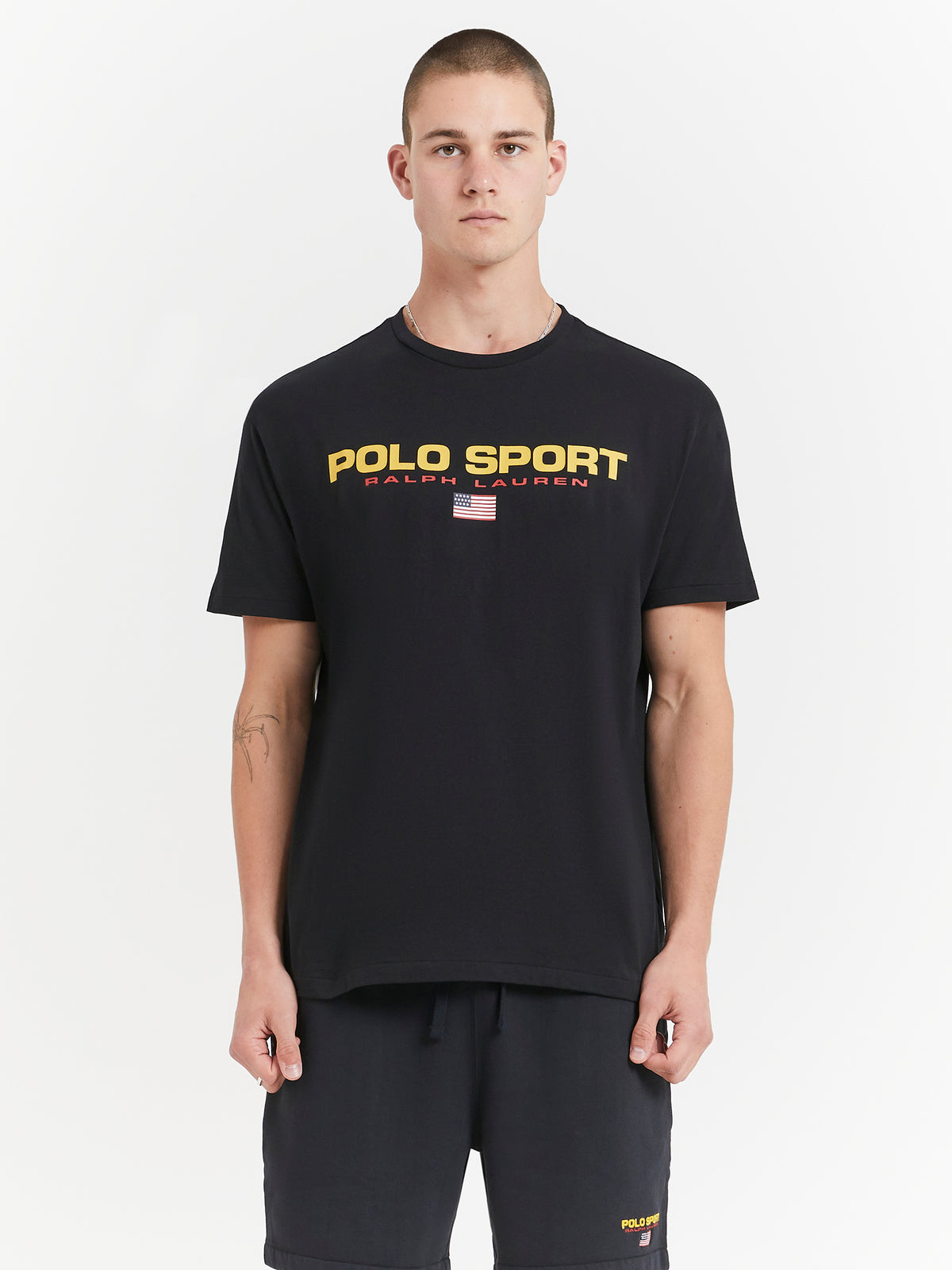 Polo Ralph Lauren Classic Fit Polo Sport Jersey T-Shirt in Polo Black & Gold | Polo Black/Gold