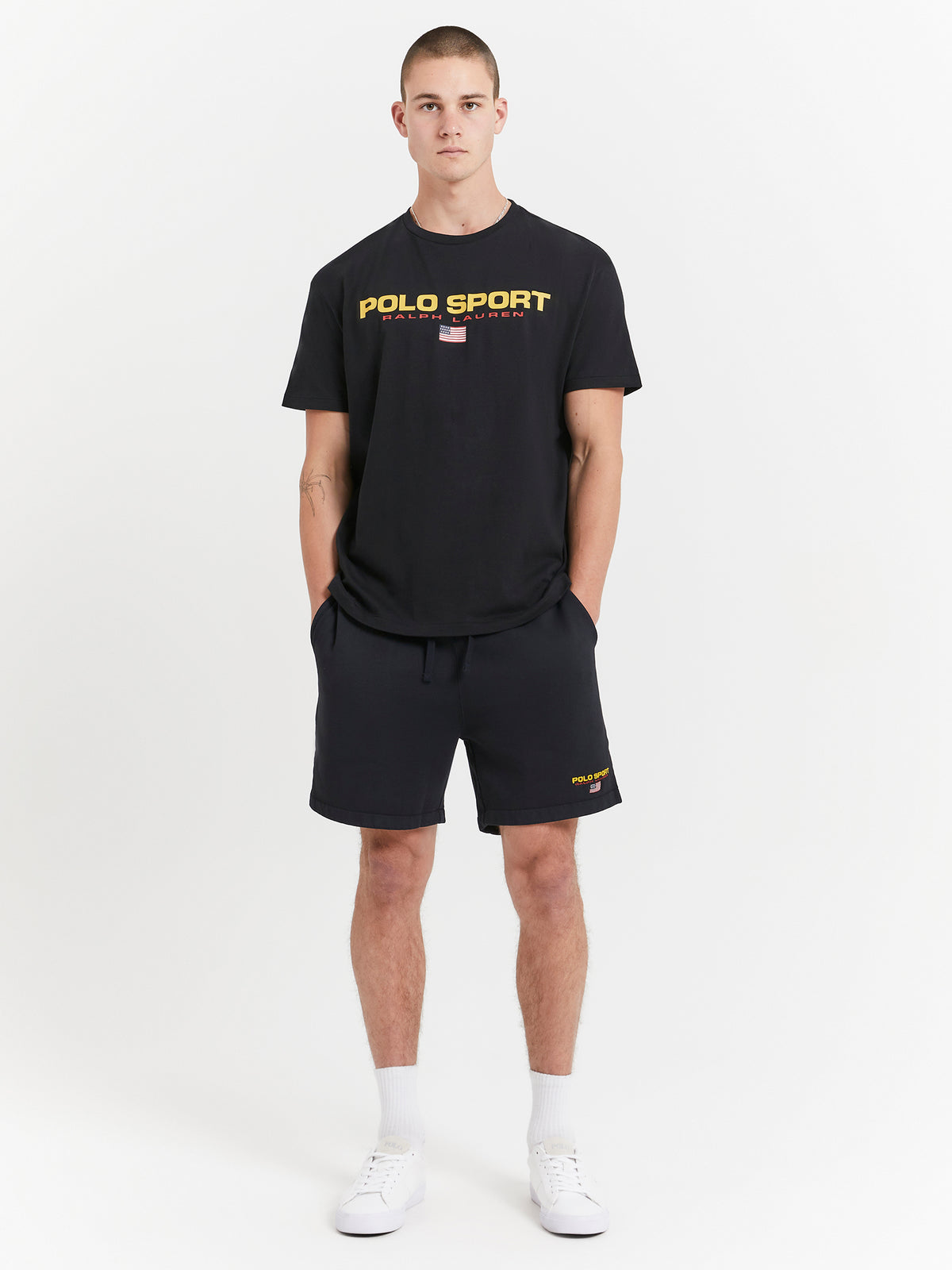 Polo Ralph Lauren Classic Fit Polo Sport Jersey T-Shirt in Polo Black & Gold | Polo Black/Gold