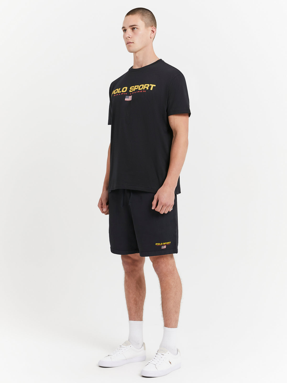 Polo Ralph Lauren Classic Fit Polo Sport Jersey T-Shirt in Polo Black & Gold | Polo Black/Gold