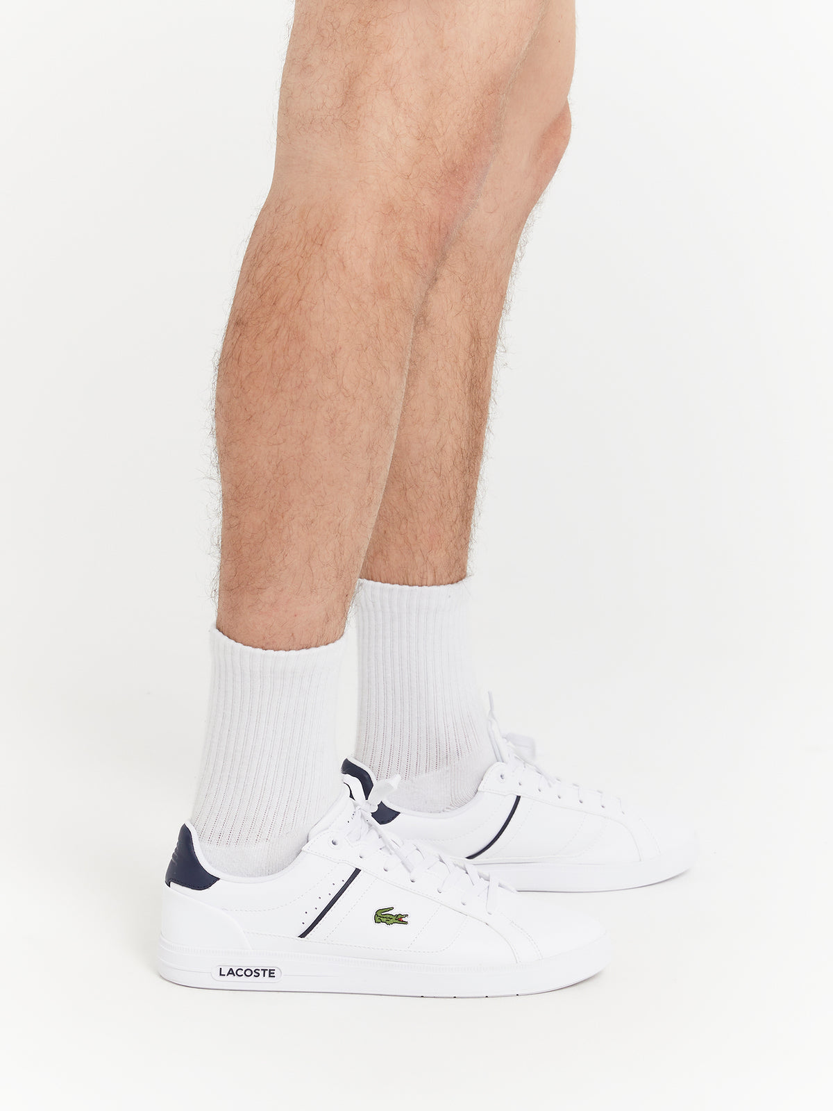 Lacoste Mens Europa Pro Sneakers in White & Navy | WHITE/NAVY