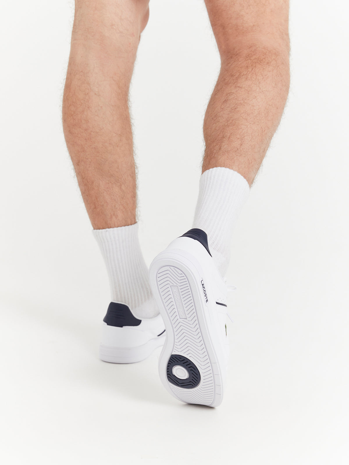 Lacoste Mens Europa Pro Sneakers in White & Navy | WHITE/NAVY