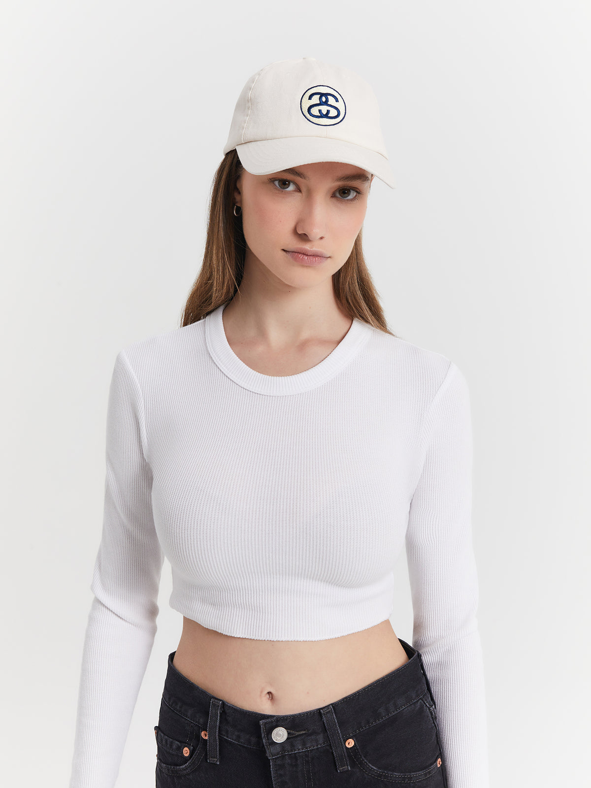 Stussy Solid SS Link Low Pro Cap in Washed White | White