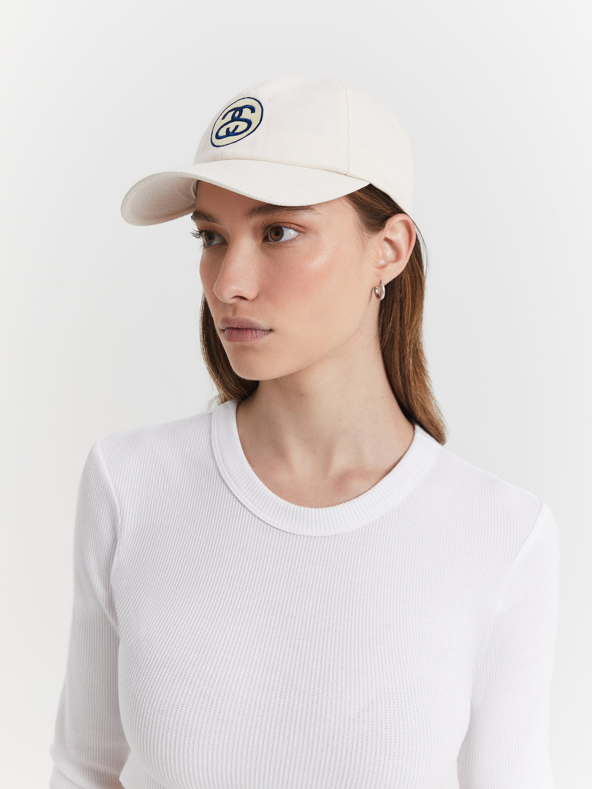 Stussy Solid SS Link Low Pro Cap in Washed White | White