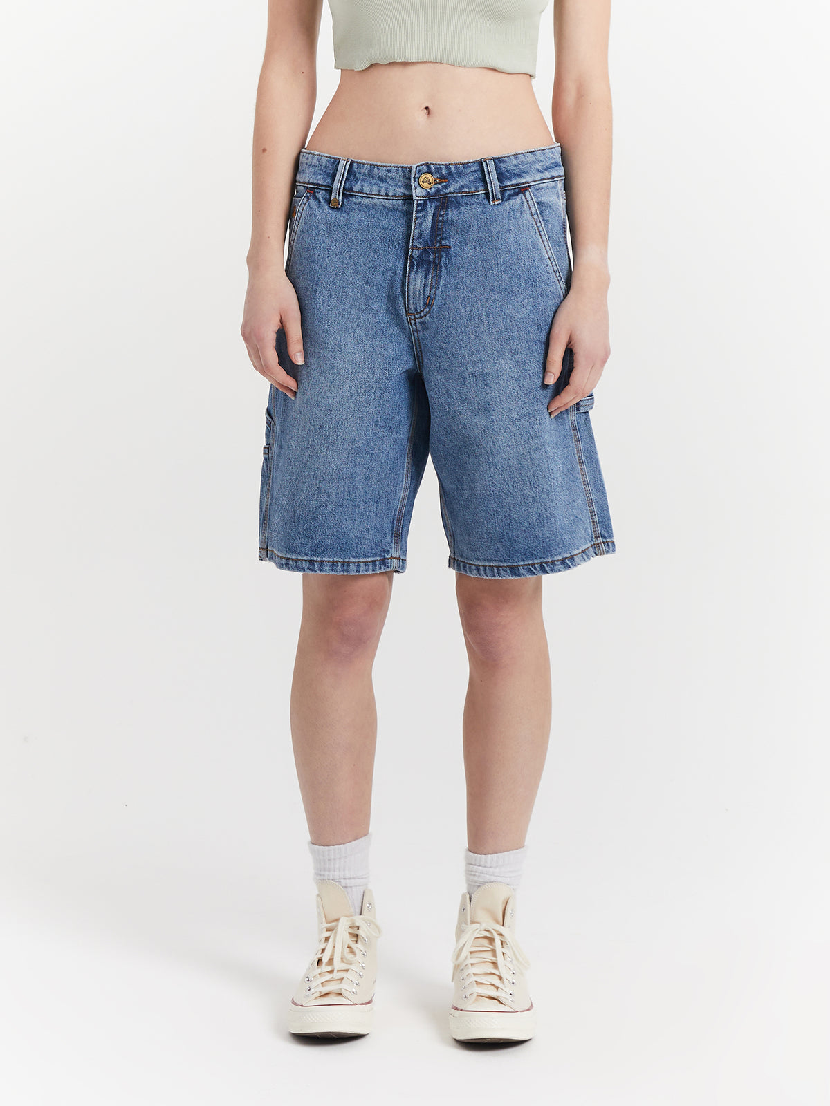 Thrills Hard Yakka Carpenter Jordan Shorts in Weathered Blue | Weathered Blue