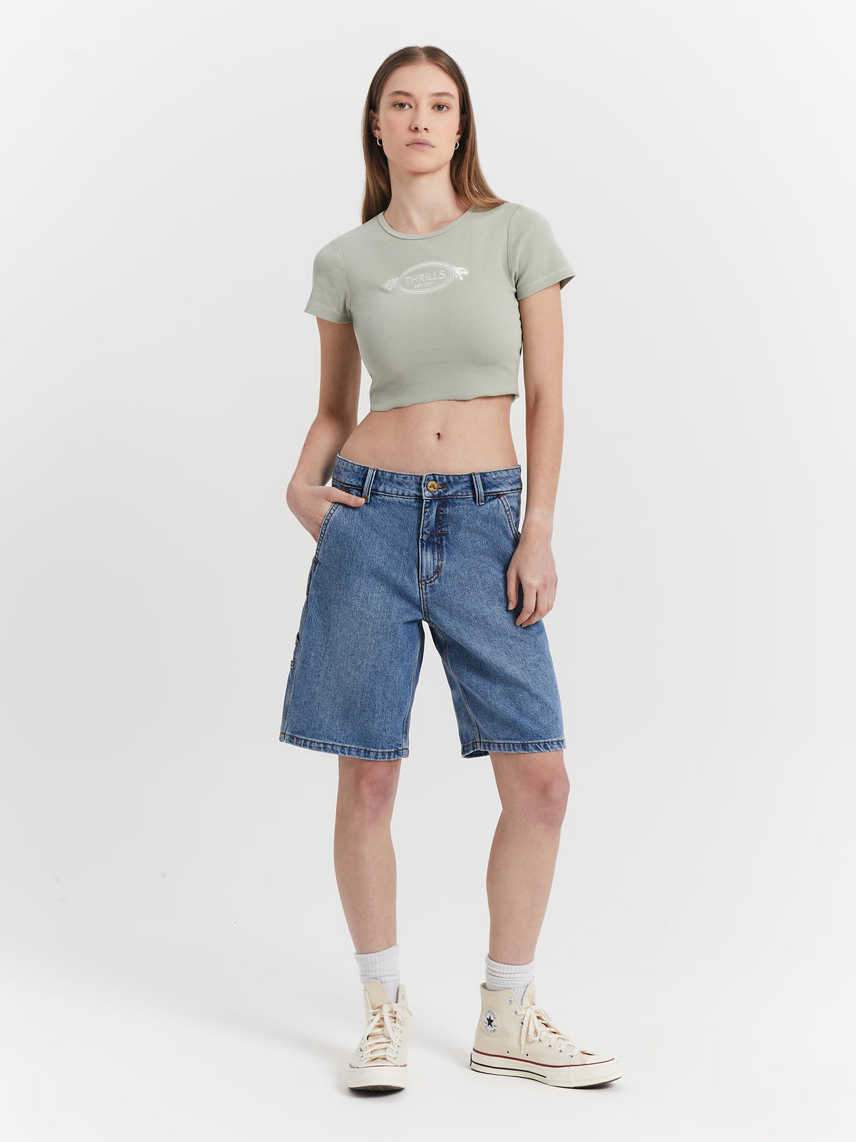 Thrills Hard Yakka Carpenter Jordan Shorts in Weathered Blue | Weathered Blue