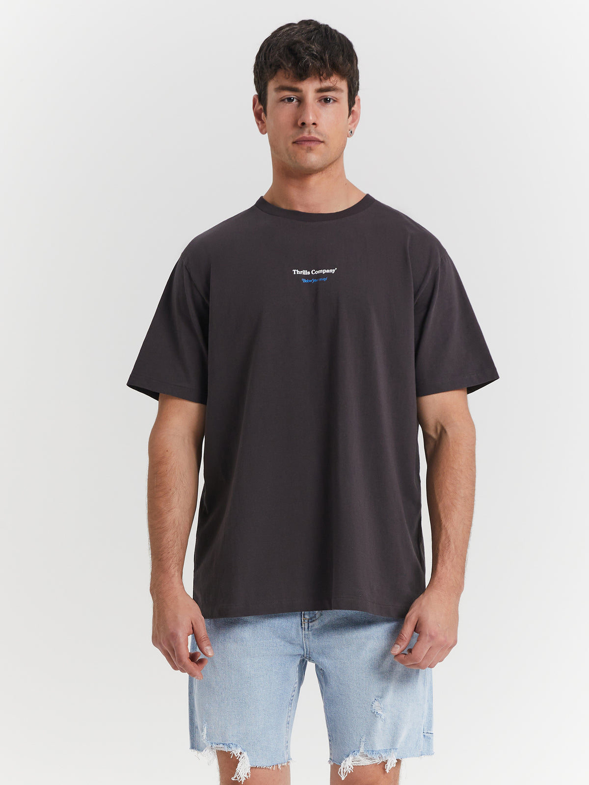 Thrills Above As Below Merch Fit T-Shirt in Anthracite | Anthracite